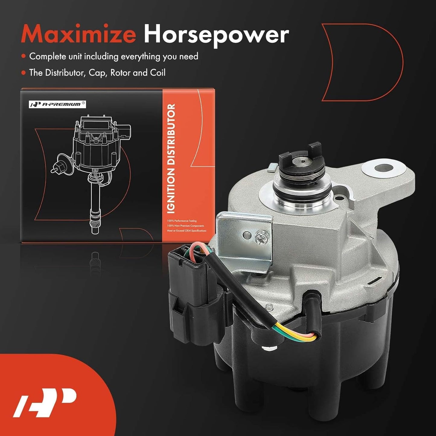 A-Premium Ignition Distributor with Cap and Rotor Compatible with Honda Accord 1995 1996 1997, 2.7L, Replace# 30105P0GA02, HT03