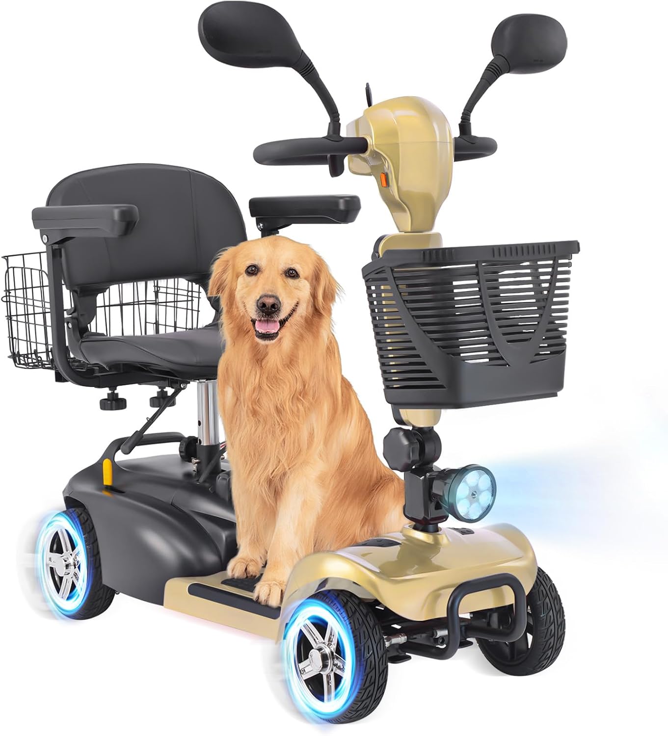 4 Wheel Mobility Scooter for Seniors&Adults - Up to 15 Miles Range,Foldable Powered Electric Wheelchair Device w/600WH Battery,Only 58 lb Weight, Dual Basket, 300 lb Capacity, Compact