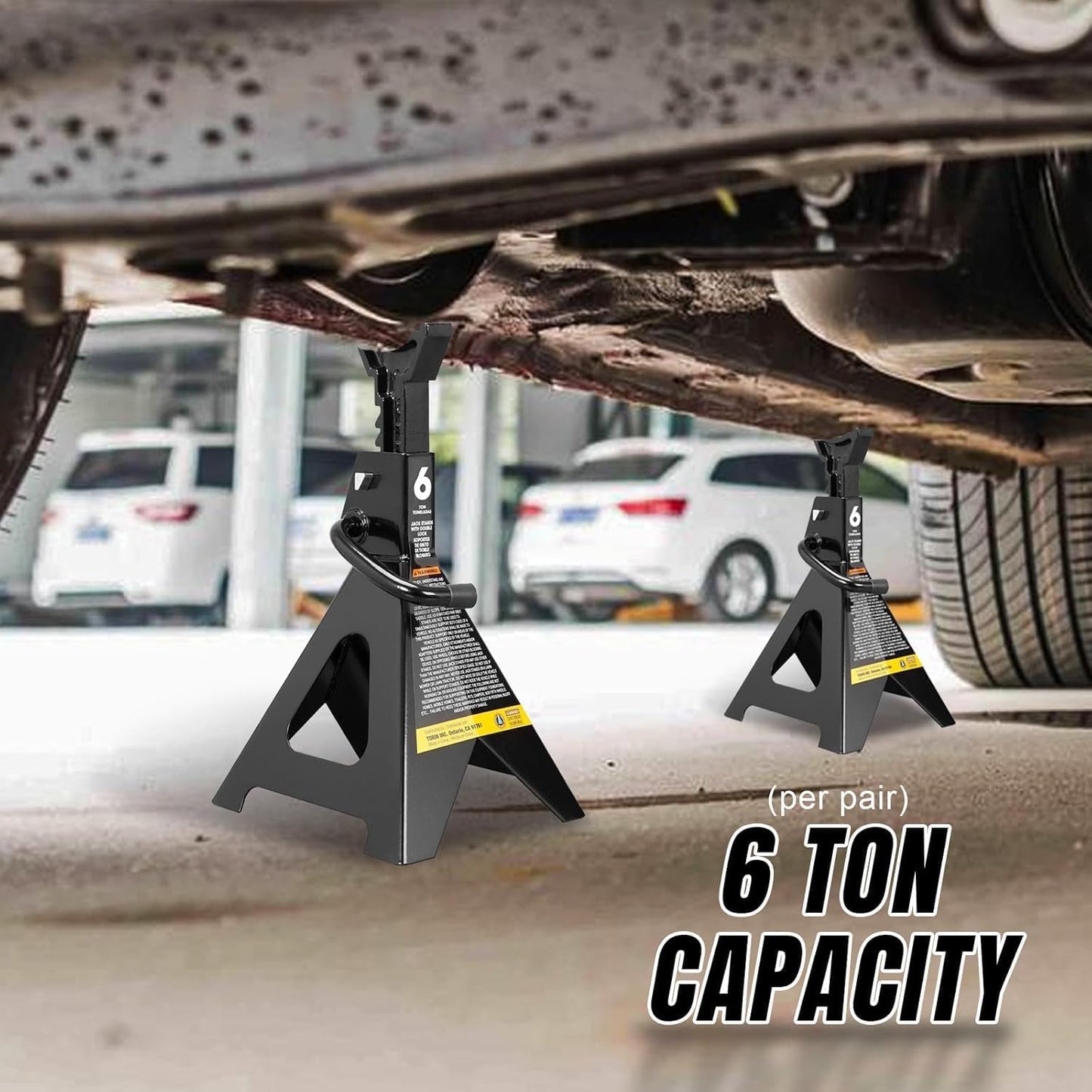BIG RED AT46002ABR Torin Double Locking Steel Jack Stands, 2 Pack, 6 Ton (12,000 lb), Black
