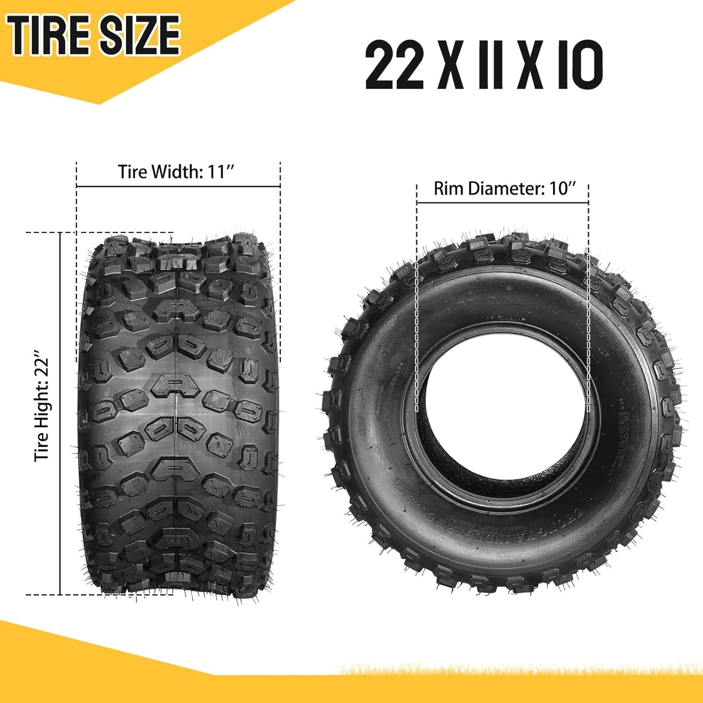 AutoForever 22x11-10 ATV UTV Sport All Terrain Tubeless Tires 22x11x10 6PR Pack of 2