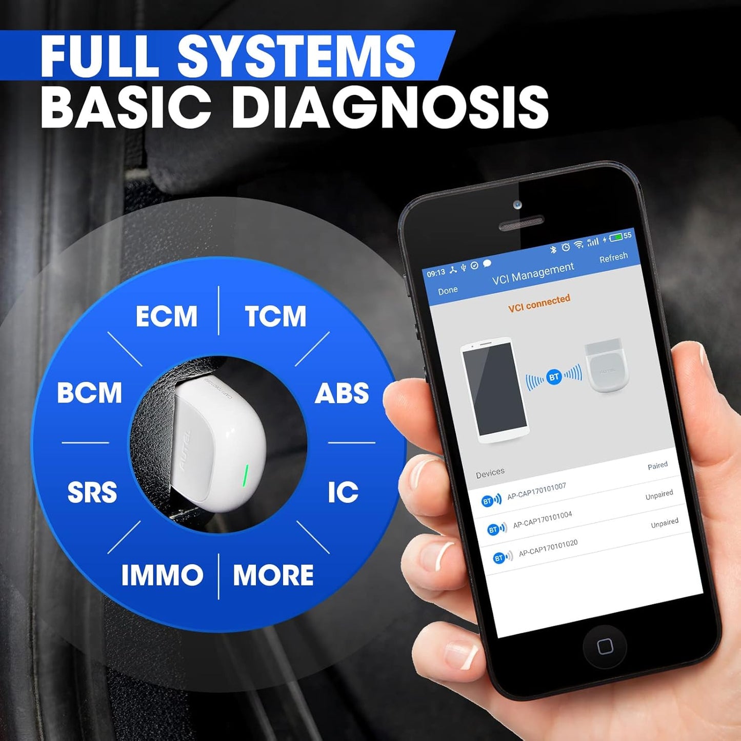 Autel MaxiAP AP200 OBD2 Scanner Bluetooth Wireless OBDII Auto Diagnostic Tool with Full System Diagnostic, 19 Reset Functions, AutoVIN, Check Engine Light Code Reader for iPhone Android
