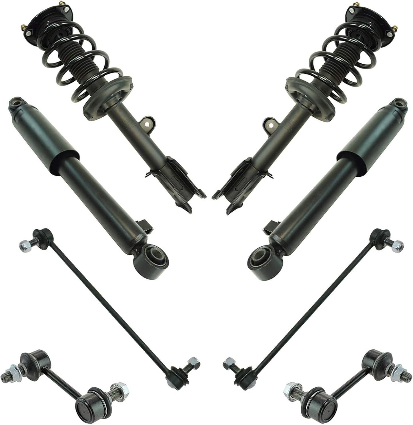 TRQ Front and Rear Suspension Kit Complete Strut & Coil Spring Assembly Shock Absorber Sway Bar Stabilizer Link Compatible with 06-13 BMW