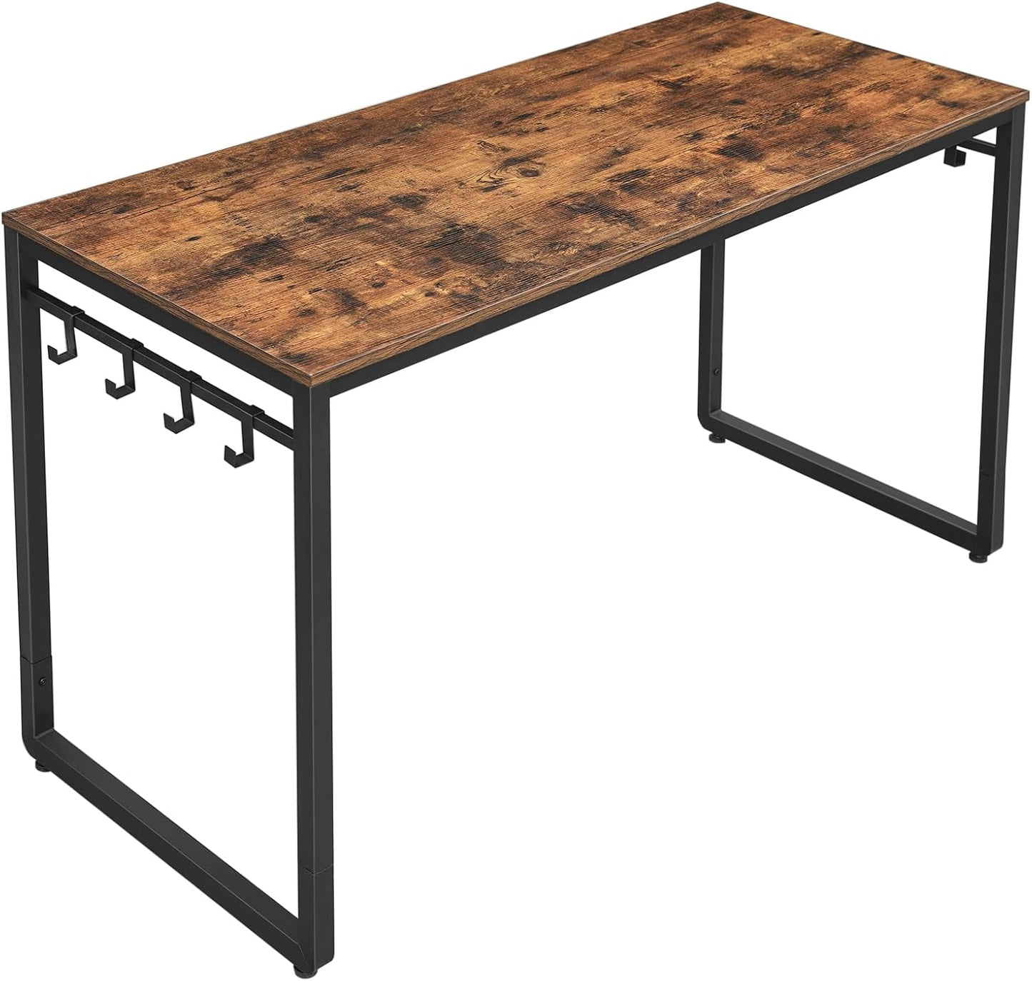 VASAGLE Computer Desk, Office Desk with 8 Hooks, for Study, Home Office, Easy Assembly, Industrial Design, 47.2 x 23.6 x 29.5 Inches, Rustic Brown ULWD58X