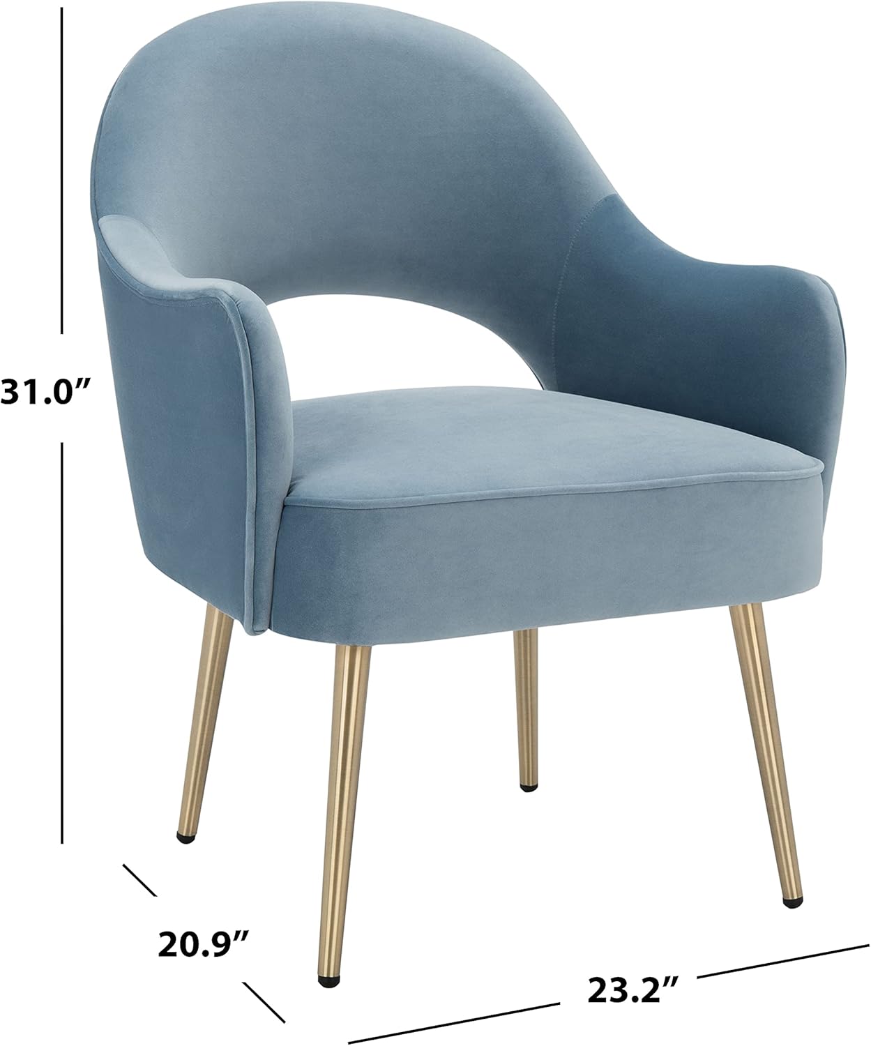 SAFAVIEH Home Collection Dublyn Light Blue Velvet/Gold Accent Chair