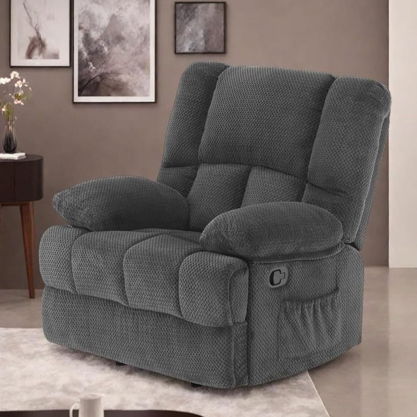 Swivel Rocker Recliner with 360 Degree Swivel, Small Recliners with 30 Degree, 90-150 Degree Angle, Faux Leather Lift Chair for Home Theater Seating, Adults, Living Room, Bedroom, Black