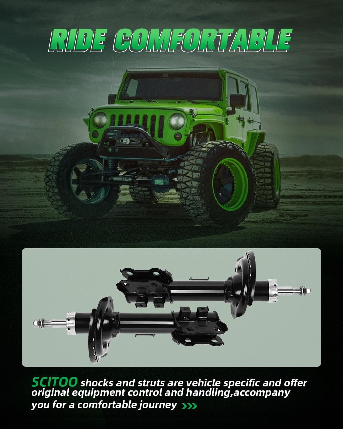 SCITOO - Front Shock Absorber for Hyundai Fits 2011 2012 2013 2014 2015 2016 for Hyundai Elantra,2013 2014 for Hyundai Elantra Coupe Shocks 333618 72709 333617 72708 Struts - 2Pc Set