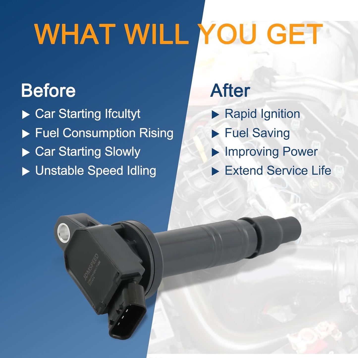 Set of 6 Ignition Coil Pack Compatible with Toyota FJ Cruiser Tacoma Tundra 4Runner V6 4.0L Replace# UF495, 90919-02248, 90919-02260, 90919-A2001, 90919-T2005