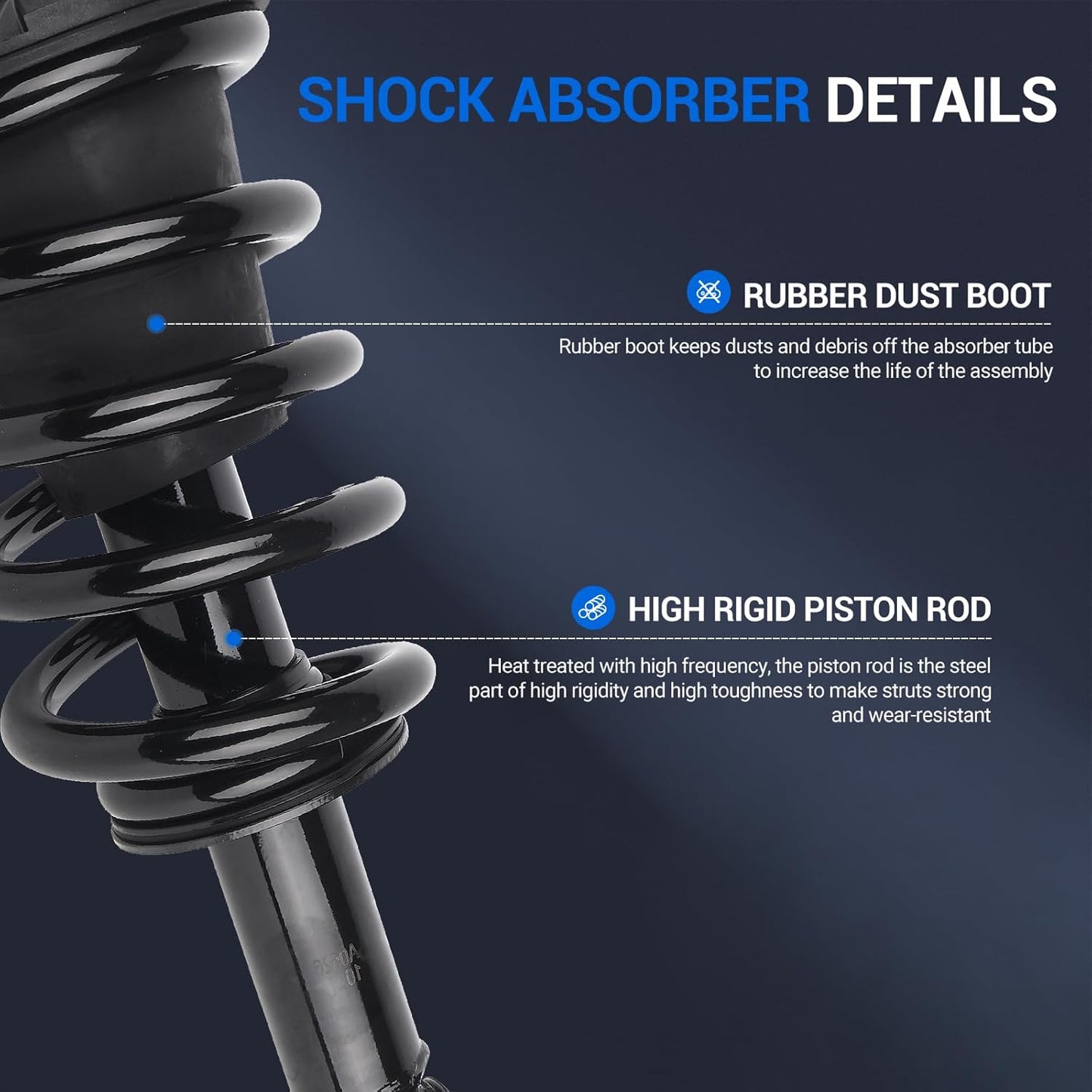 Autoround pair 139105 Front Complete Shock Absorber Compatible with Chevy Silverado 1500/ GMC Sierra 1500 2007 2008 2009 2010 2011 2012 2013, Left & Right Struts with Coil Spring Assembly