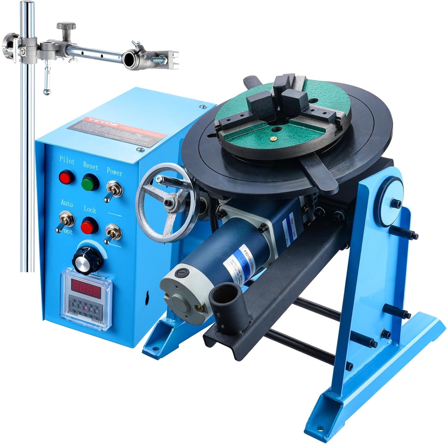 VEVOR Rotary Welding Positioner 10KG, 0-90° Welding Positioning Turntable Table with 8.1 Inch 3-Jaw Lathe Chuck, 1-12 RPM 20W Portable Welder Positioning Machine for Cutting Grinding Assembly Testing