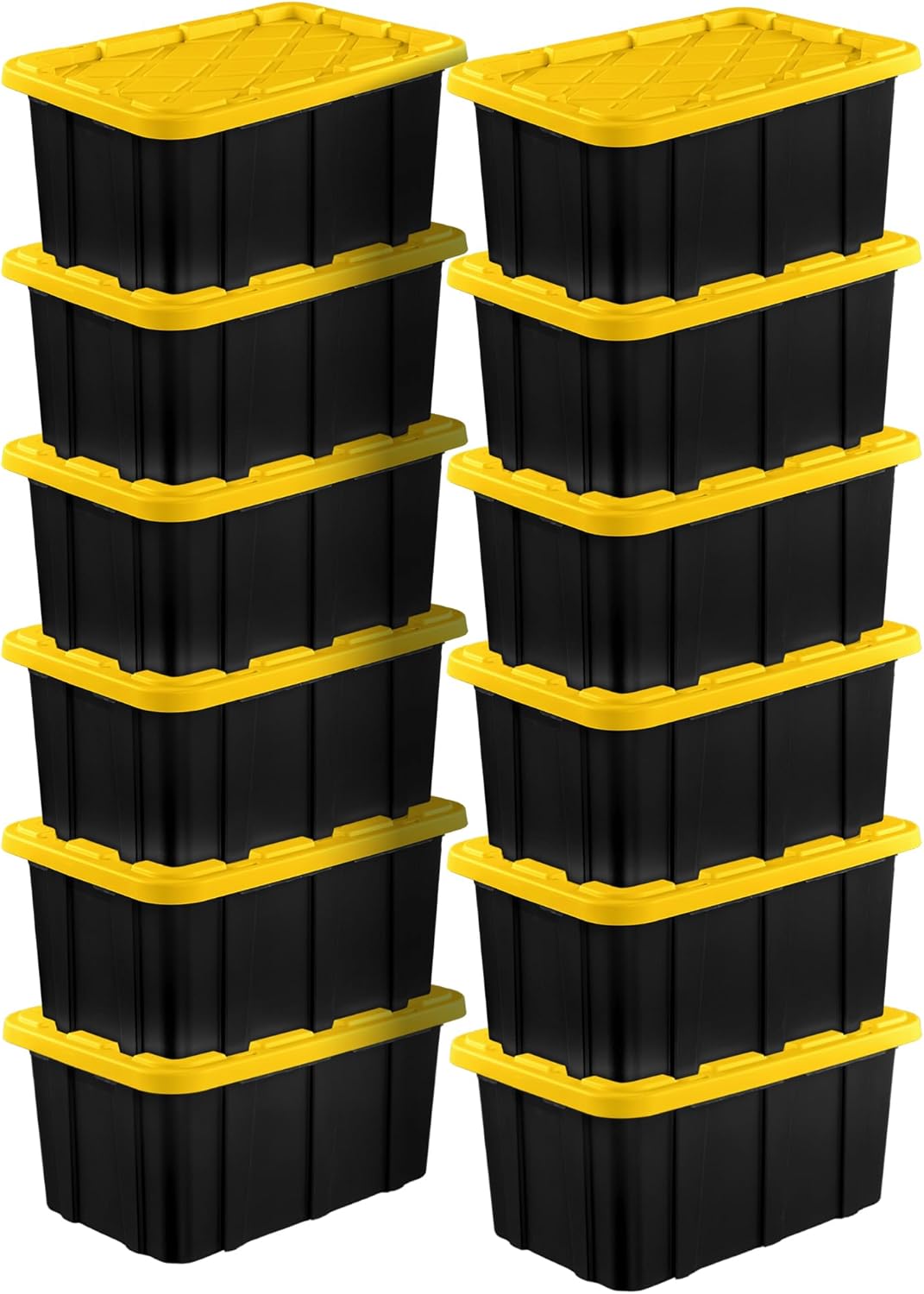 Sterilite 6-Pack Industrial Tote, Plastic Storage Container Bins with Lids, 17 Gallon - Heavy-Duty Organizing Containers for Closet, Bathroom, and Office