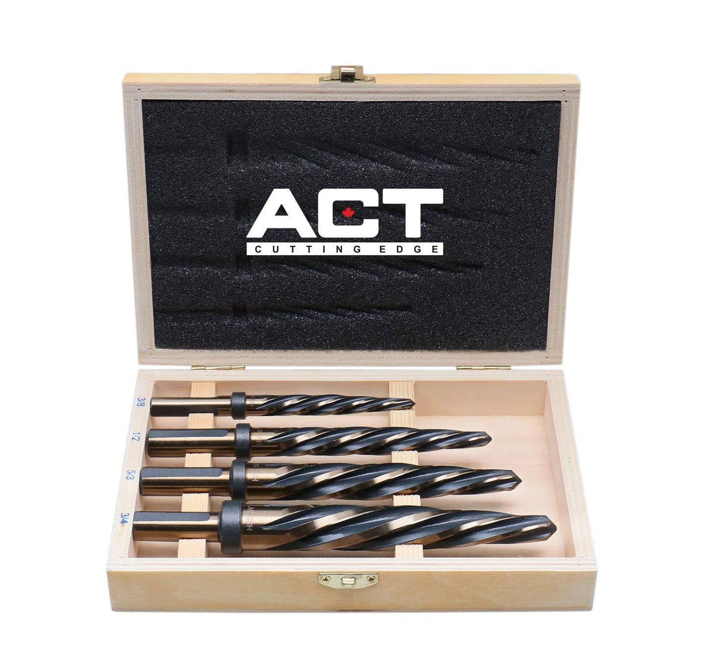 Accusize Industrial Tools 5 Pc H.S.S. Standard Spiral Flute Super Premium Car Reamer Set, 3/8", 1/2", 9/16'', 5/8", 3/4", to Fit 3/8'' or 1/2'' Shank Chuck