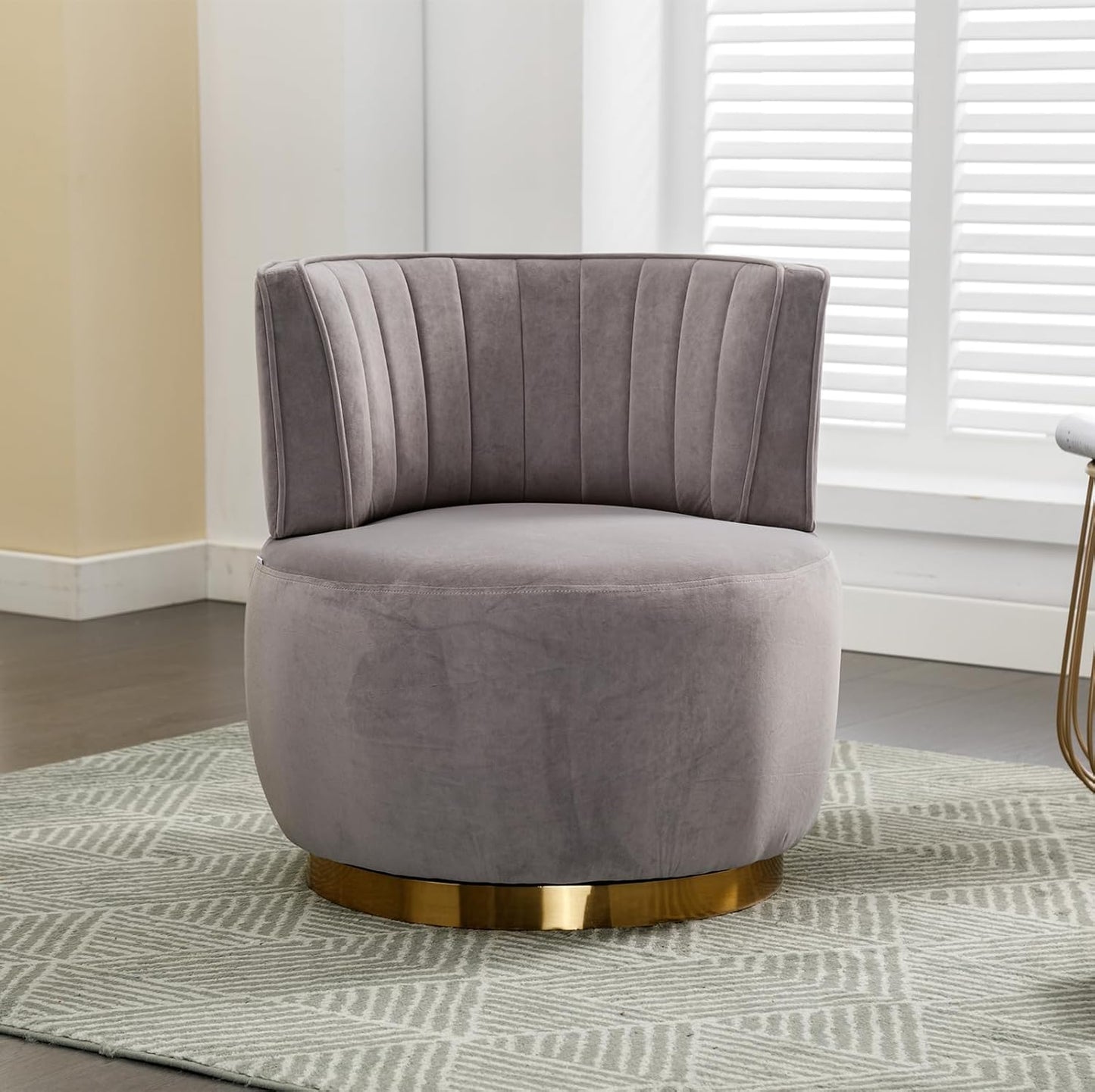 Velvet Swivel Barrel Chairs Set of 2, Upholstered 360-Degree Swivel Accent Armchair, Modern Comfy Round Leisure Sofa Chair for Small Living Room, Bedroom, Nursery Room, Lounge, Office, Olive
