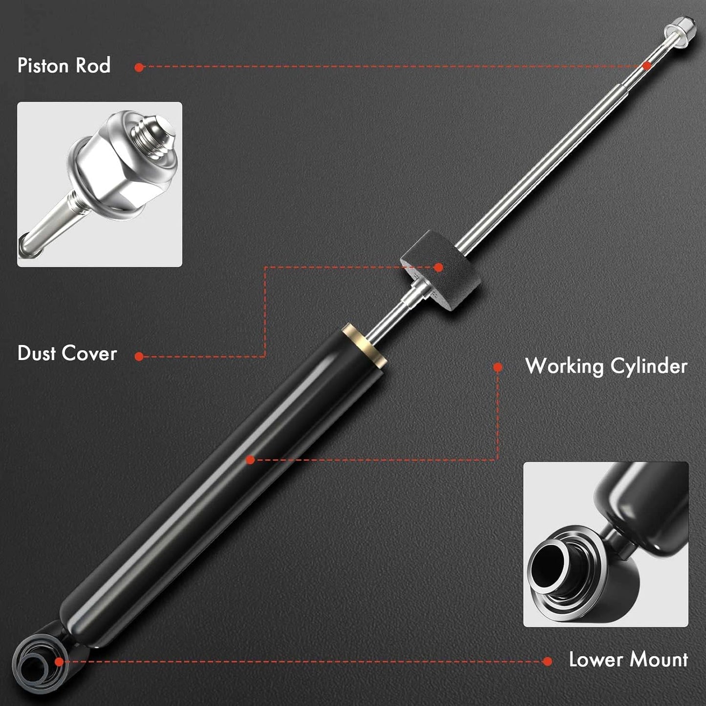 A-Premium Rear Shock Absorber Compatible with Honda Civic 1989-1995, Civic del Sol 1993-1997, CRX 1989-1991 & Acura Integra 1994-2001, Driver and Passenger Side