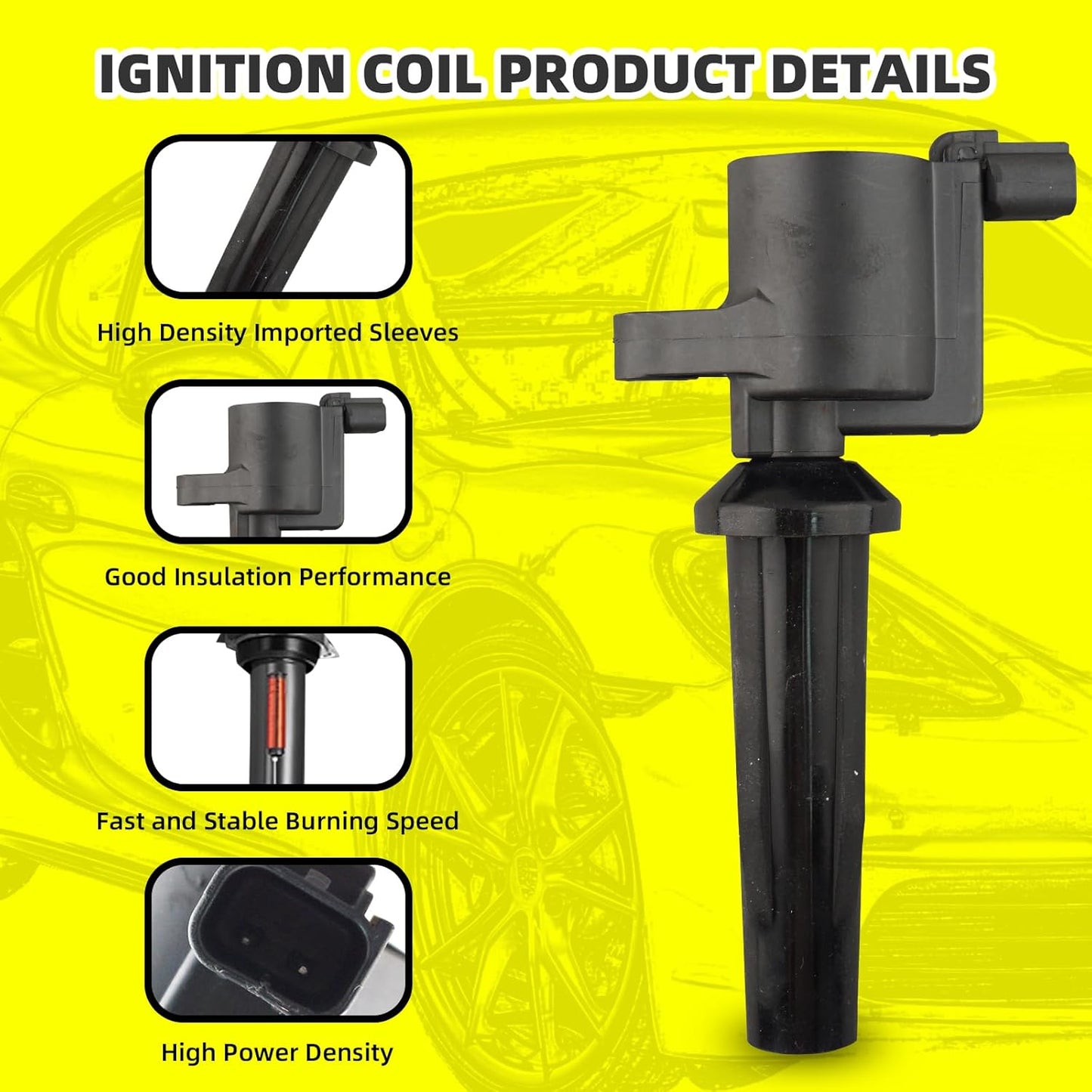 Set of 4 Ignition Coils Pack 4M5Z-12029-B DG507 & 4 PCS Iridium Spark Plugs Compatible with Ford Fusion Escape C-Max Transit Connect Lincoln MKZ Mercury Mariner Milan - 2.5L 2.0L L4