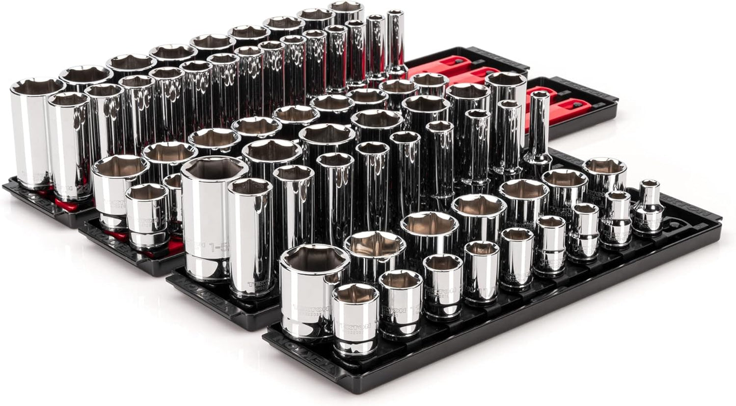 TEKTON 1/2 Inch Drive 6-Point Socket Set with Rail, 15-Piece (10-24 mm) | SHD92102
