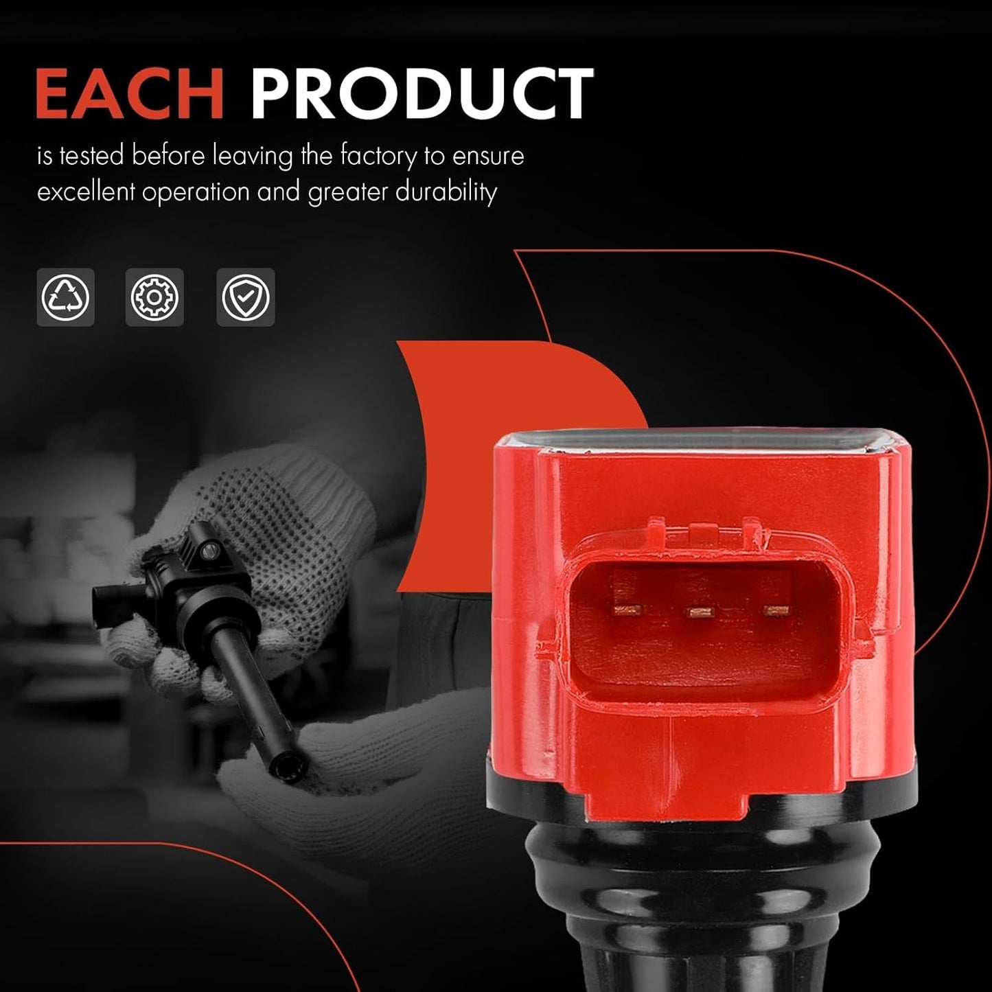 A-Premium (Red) Engine Ignition Coil Pack Compatible with Nissan Altima, Rogue, Sentra, Versa, Frontier, Pathfinder, Cube & Infiniti QX60, M56, QX70, Q70, FX50, Q70L & Suzuki Equator, 4-PC Set