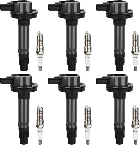 Set of 6 Ignition Coil Pack and Iridium Spark Plugs For Ford Edge Flex Taurus For Lincoln MKS MKT MKZ MKX Mercury Sable 3.7 3.5 V6 2008 2009 2010 2011 2012 2013 2014 2015 2016 UF553 DG520 GN10237