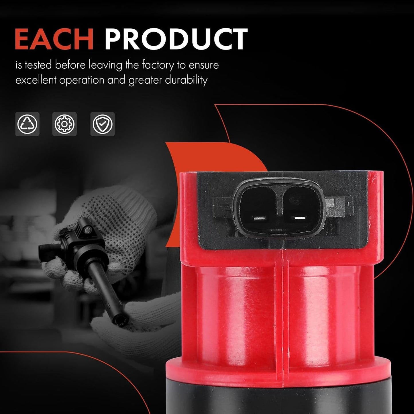 A-Premium (Red) Engine Ignition Coil Pack Compatible with Hyundai Sonata, Santa Fe, Azera, Veracruz, Entourage, Genesis, Genesis Coupe & Kia Sorento, Sedona, Cadenza, Borrego, Amanti, 6-PC Set