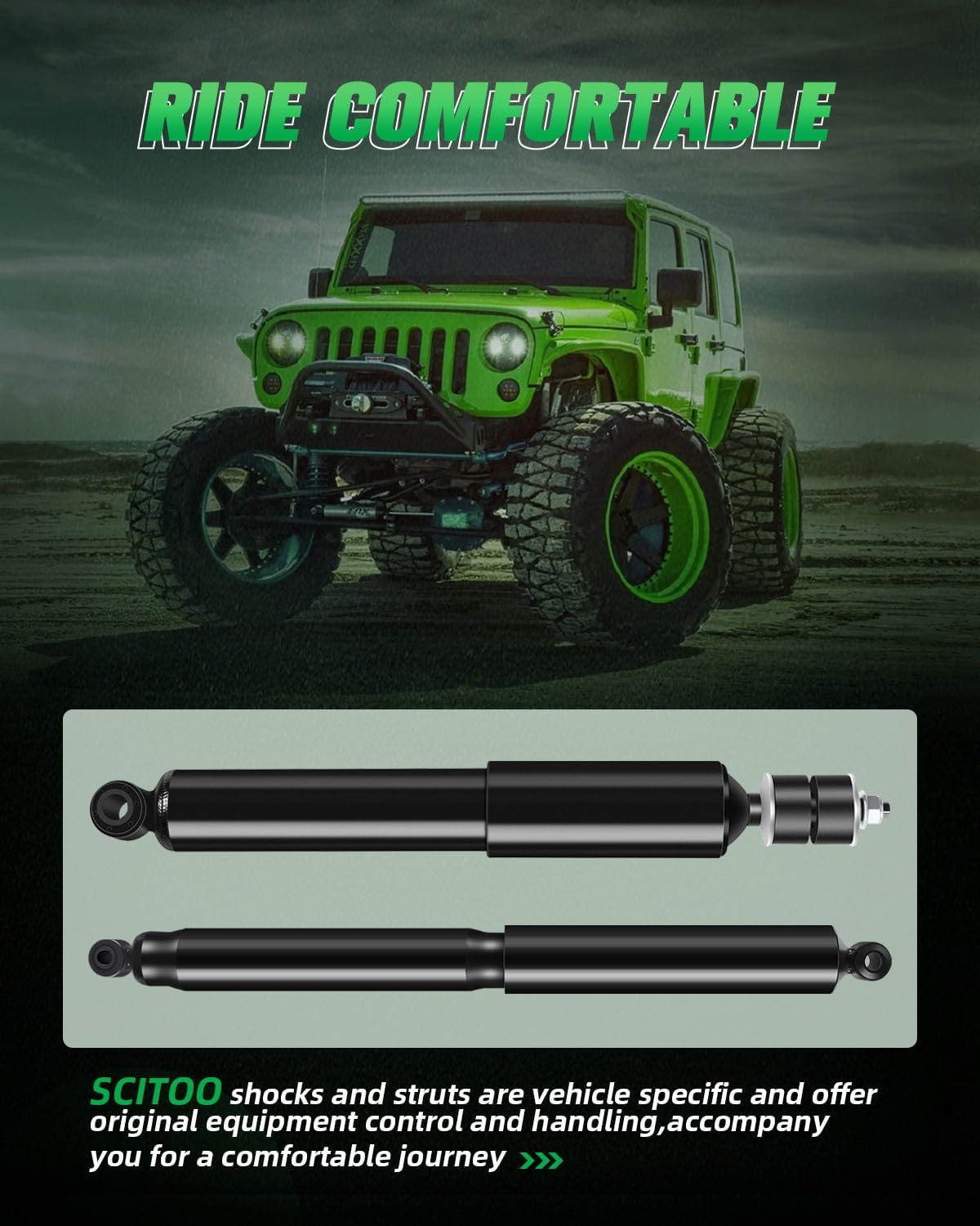 SCITOO Front and Rear Shock Absorbers Struts Compatible with 2005-2016 for Ford for F-250 Super Duty, 2005-2016 for Ford for F-350 Super Duty, Replace 344370 34684 Automotive Shocks 4PCS