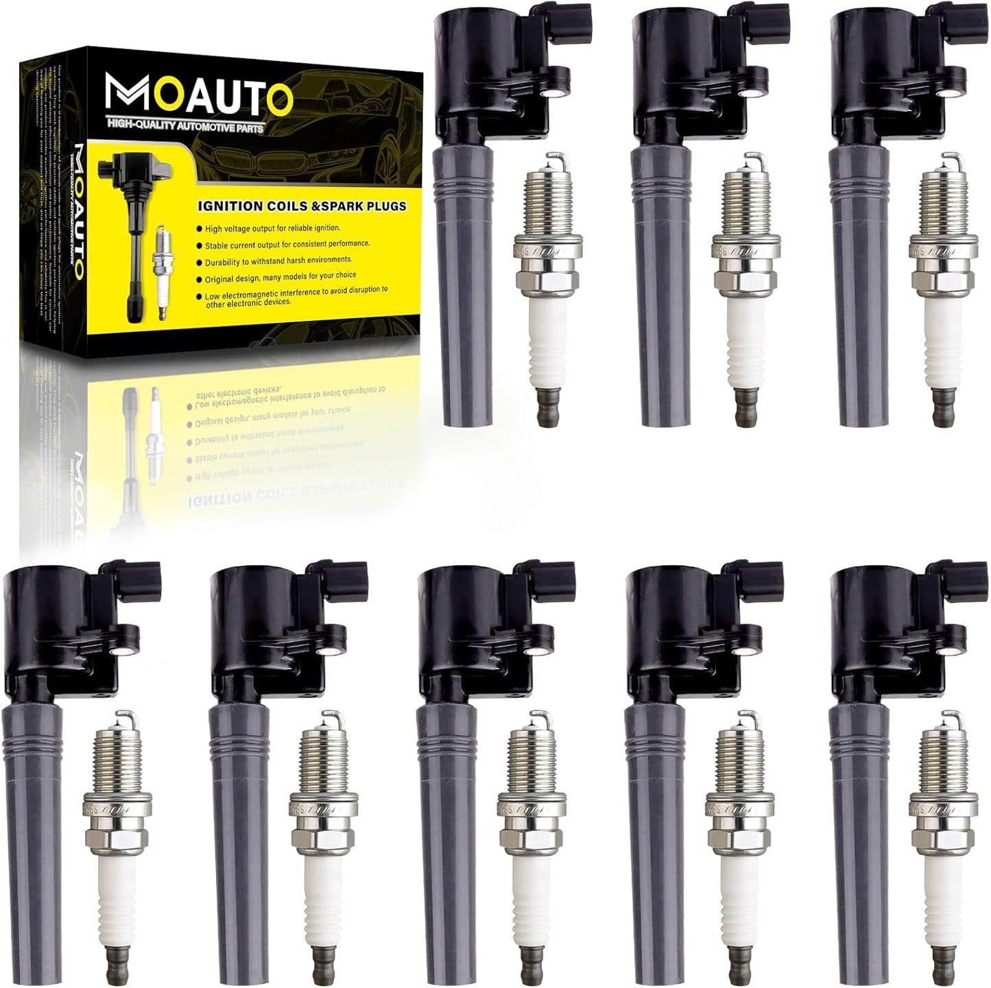 Set of 4 Ignition Coils Pack 4M5Z-12029-B DG507 & 4 PCS Iridium Spark Plugs Compatible with Ford Fusion Escape C-Max Transit Connect Lincoln MKZ Mercury Mariner Milan - 2.5L 2.0L L4