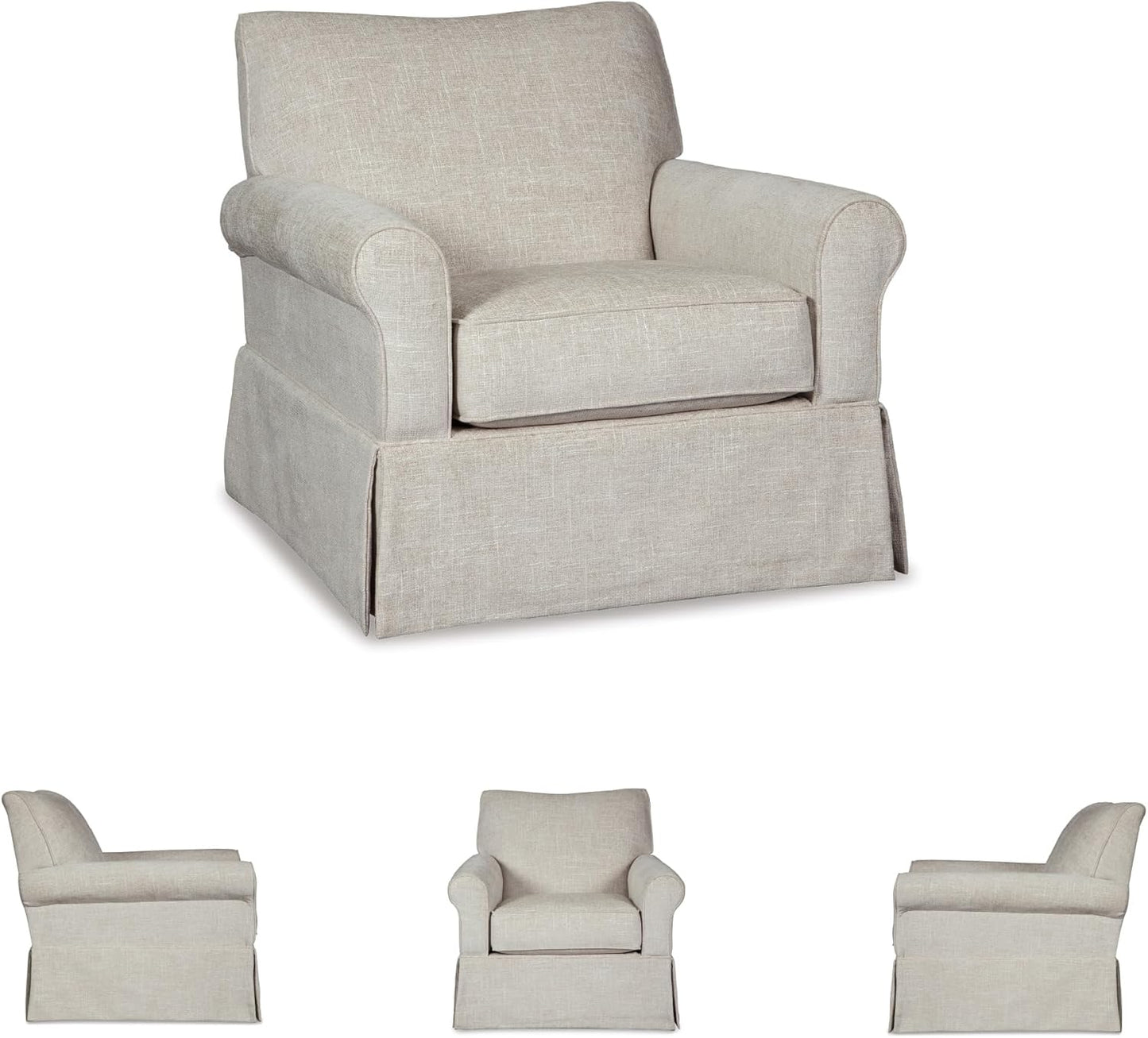 Signature Design by Ashley Searcy Upholstered Swivel Glider Accent Chair, Gray