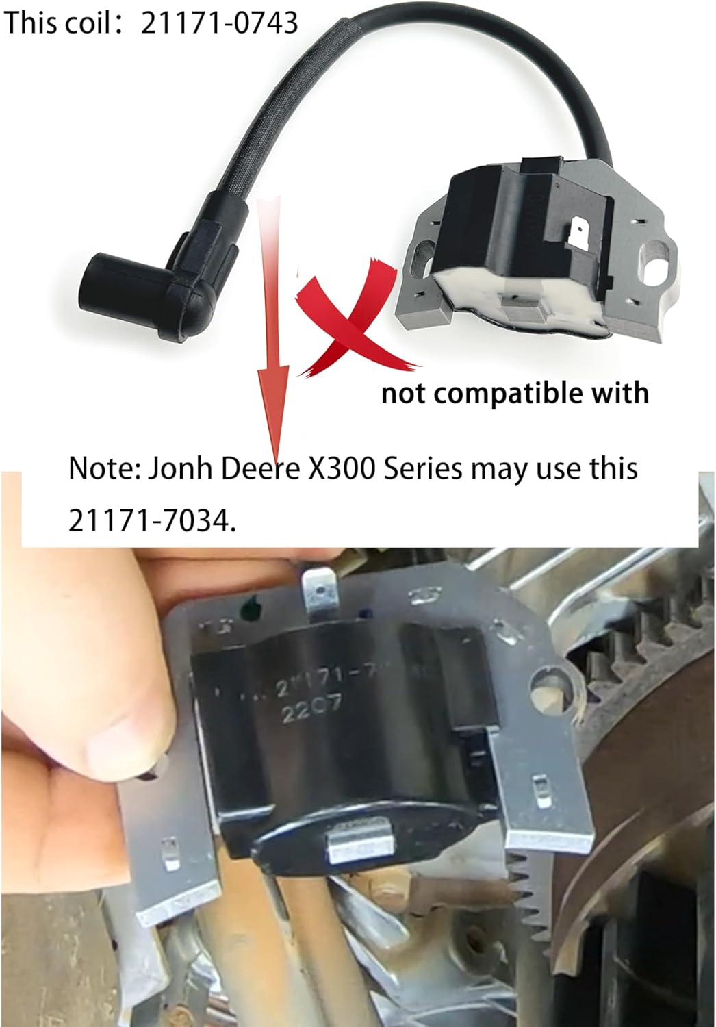YAMAKATO 21171-0743 Ignition Coil for Kawasaki John Deere X300 Toro Zero Turn with FR651V FR691V FX751V FX801V FX850V FR600V Lαwnmower Engiηes, Armature Magneto 21171-0711 21171-0738 21171-7041