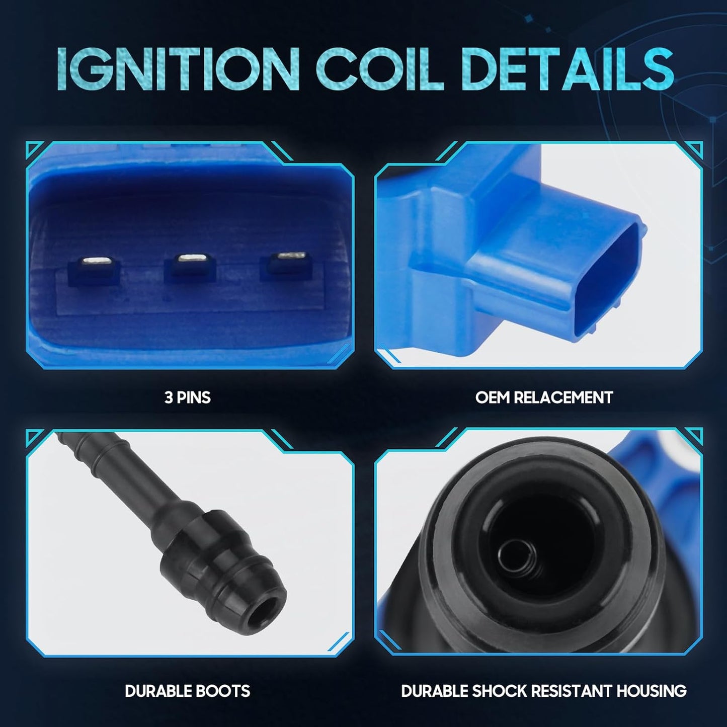 4PCS Ignition Coil Pack Compatible with Nissan 2001 2002 2003 2004 2005 Almera 2002-2006 Sentra L4 1.8L, Replaces UF351 22448-6N015 22448-6N011 C1397 B335, Blue