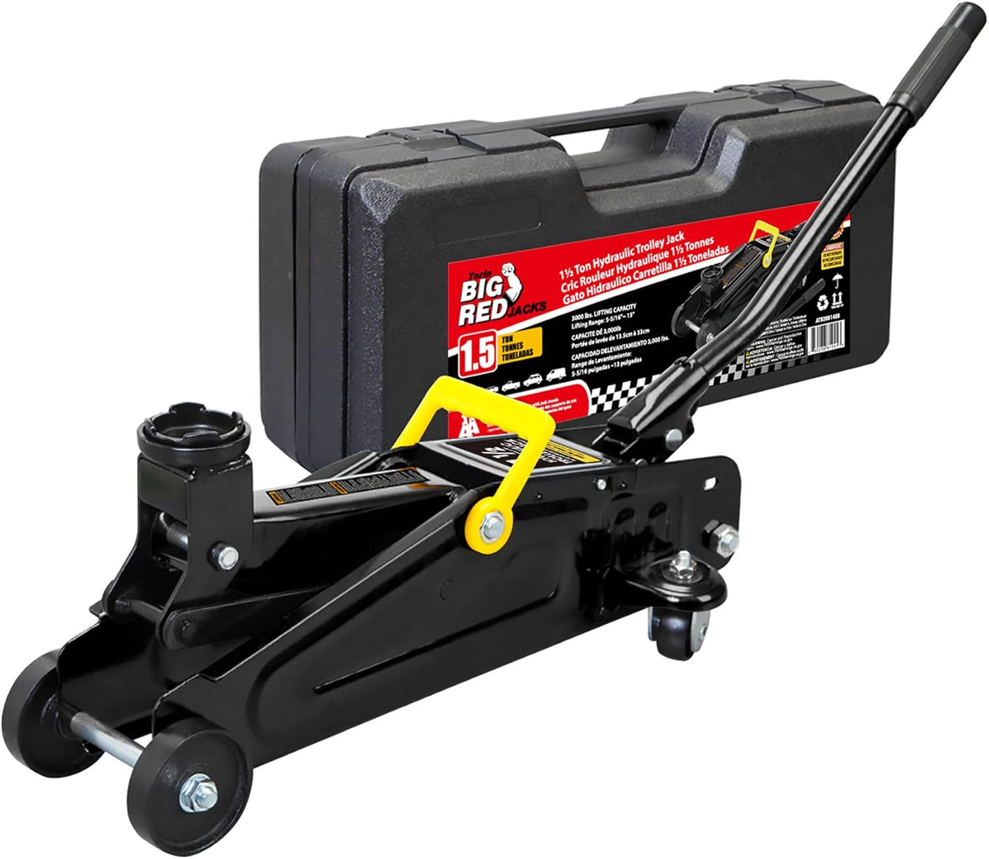 BIG RED AT82012U-1 Torin Hydraulic Trolley Service/Floor Jack with Blow Mold Carrying Storage Case, 2 Ton (4,000 lb.) Capacity, Blue