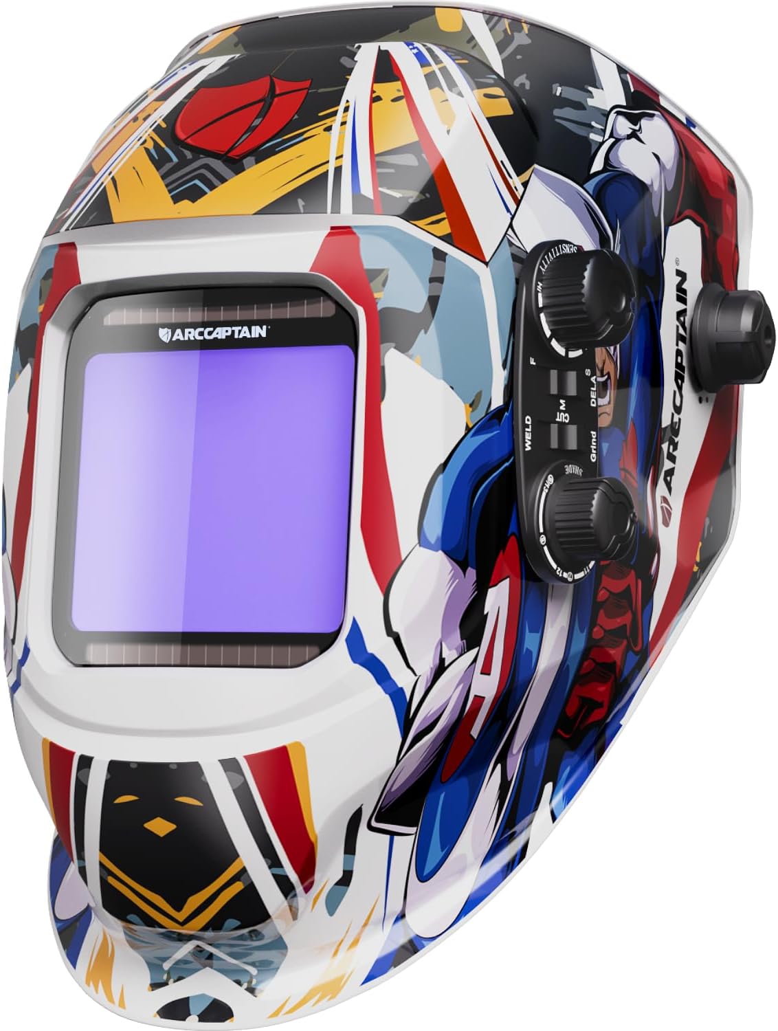ARCCAPTAIN Welding Helmet Auto Darkening, 3.94"X3.66" Large Viewing Screen True Color Welding Hood with 4 Arc Sensor Solar Powered, Wide Shade 4-5/5-9/9-13 for ARC TIG MIG Welding Helmets for Men