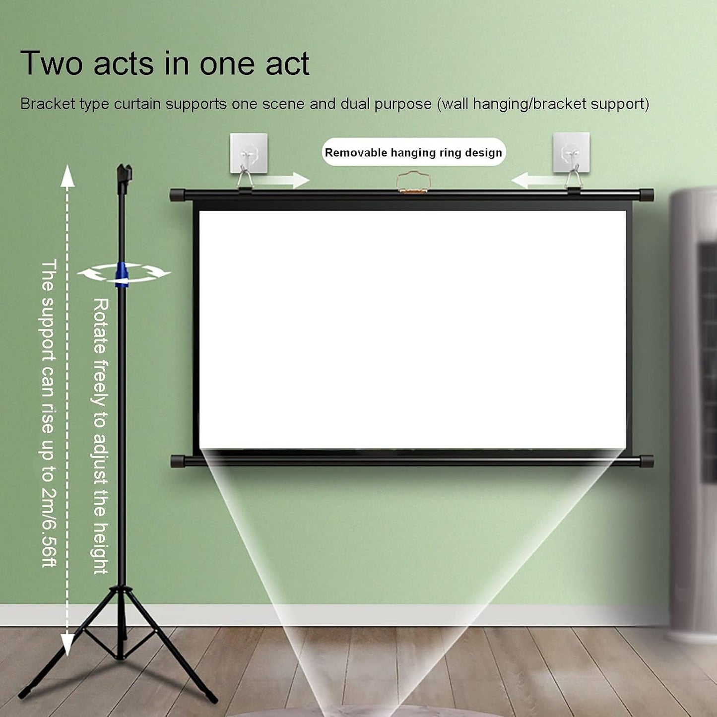 4:3/16:9 HD Projector Screen with Stand, Outdoor Indoor Foldable Projection Movie Screen, Wrinkle-Free Design Projection Screen for Home Theater Presentation Conference (100inch 16:9