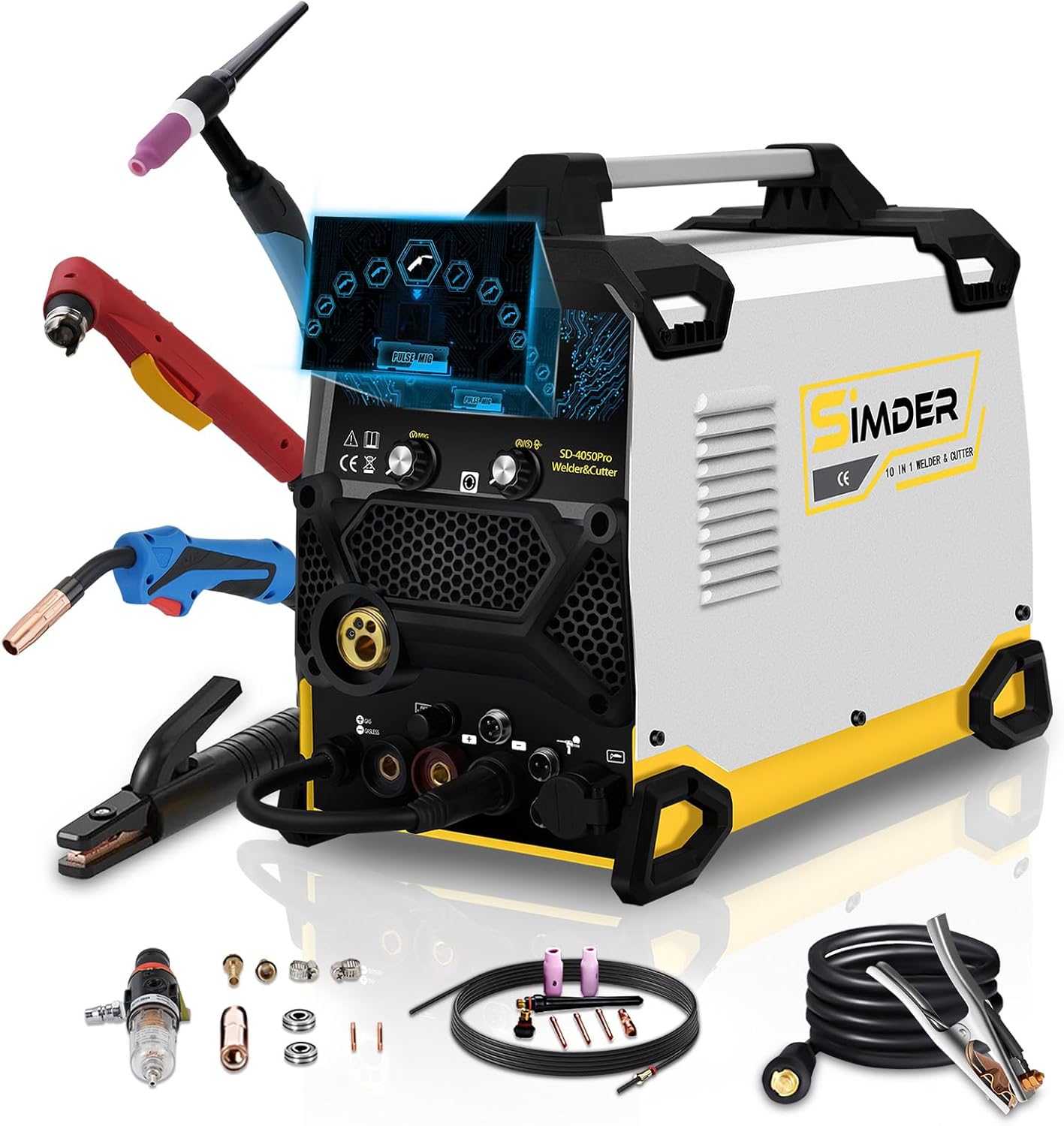 SSIMDER 140 Amp MIG Welder 110V Machine Stick/Flux Core MIG/Lift TIG 3 in 1 Welding Machine with IGBT Inverter and 1lb Welding Wire, for Metal DIY Projects/Home/Farm/Car