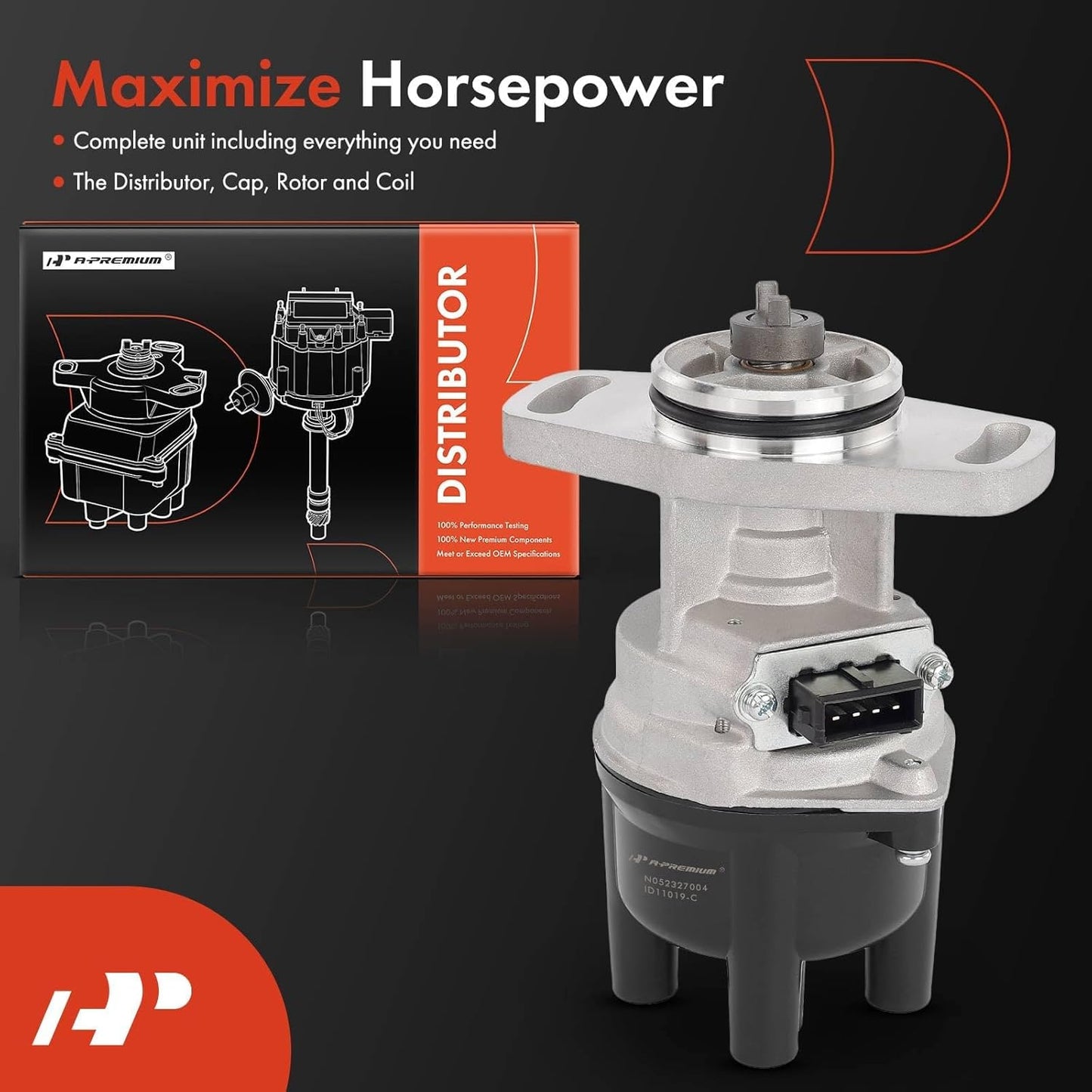 A-Premium Ignition Distributor with Cap and Rotor Compatible with Nissan Sentra 1989-1994, NX 1991-1993, Pulsar NX 1989-1990, 1.6L Gas