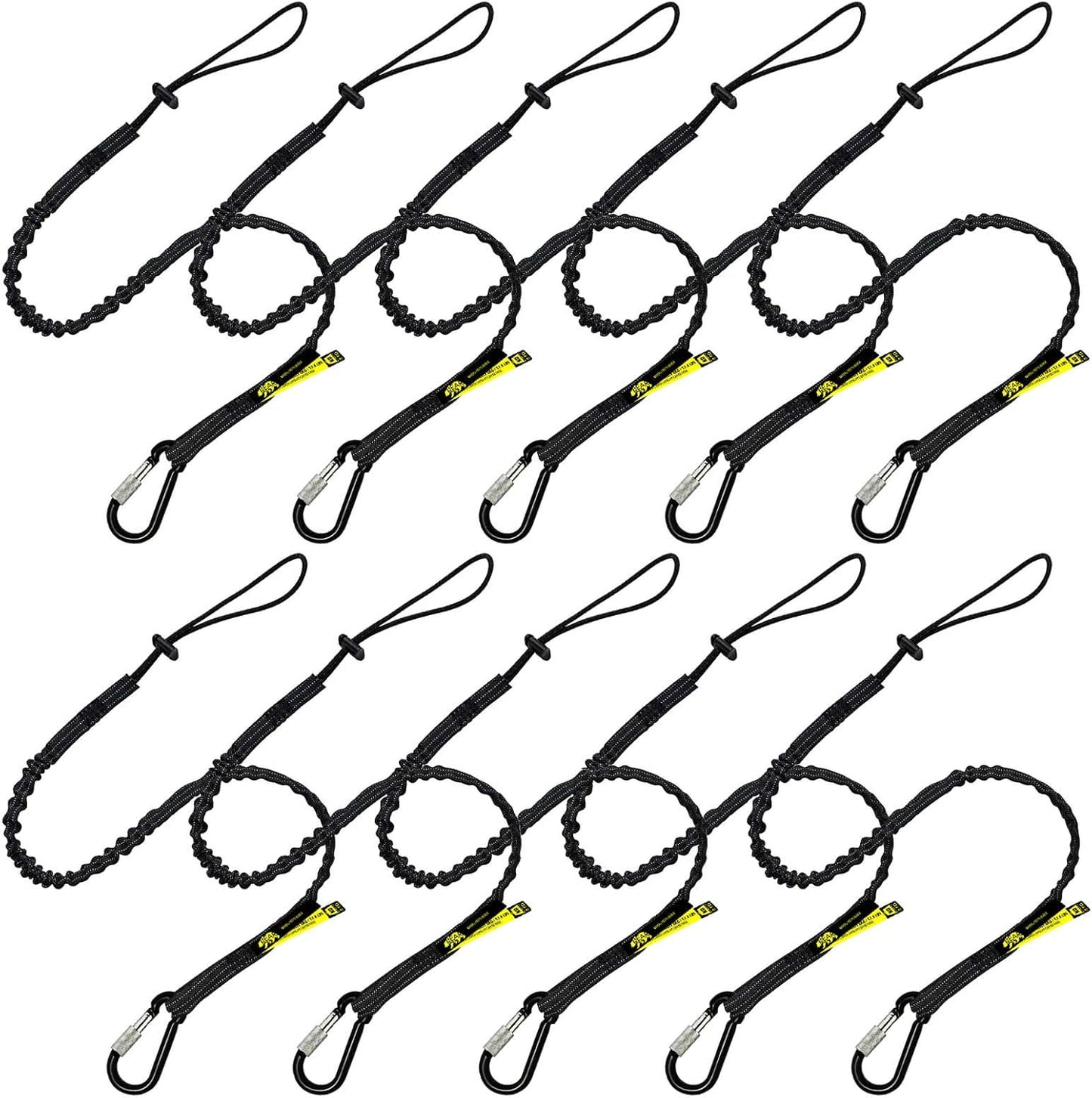 BearTOOLS Tool Lanyard with Single Carabiner and Adjustable Loop End, Standard Length, Maximum Weight Limit 8KG / 17.6lb, Aluminum Screw Lock Carabiner with Shock Cord Stopper, 09250S (50 Pack)