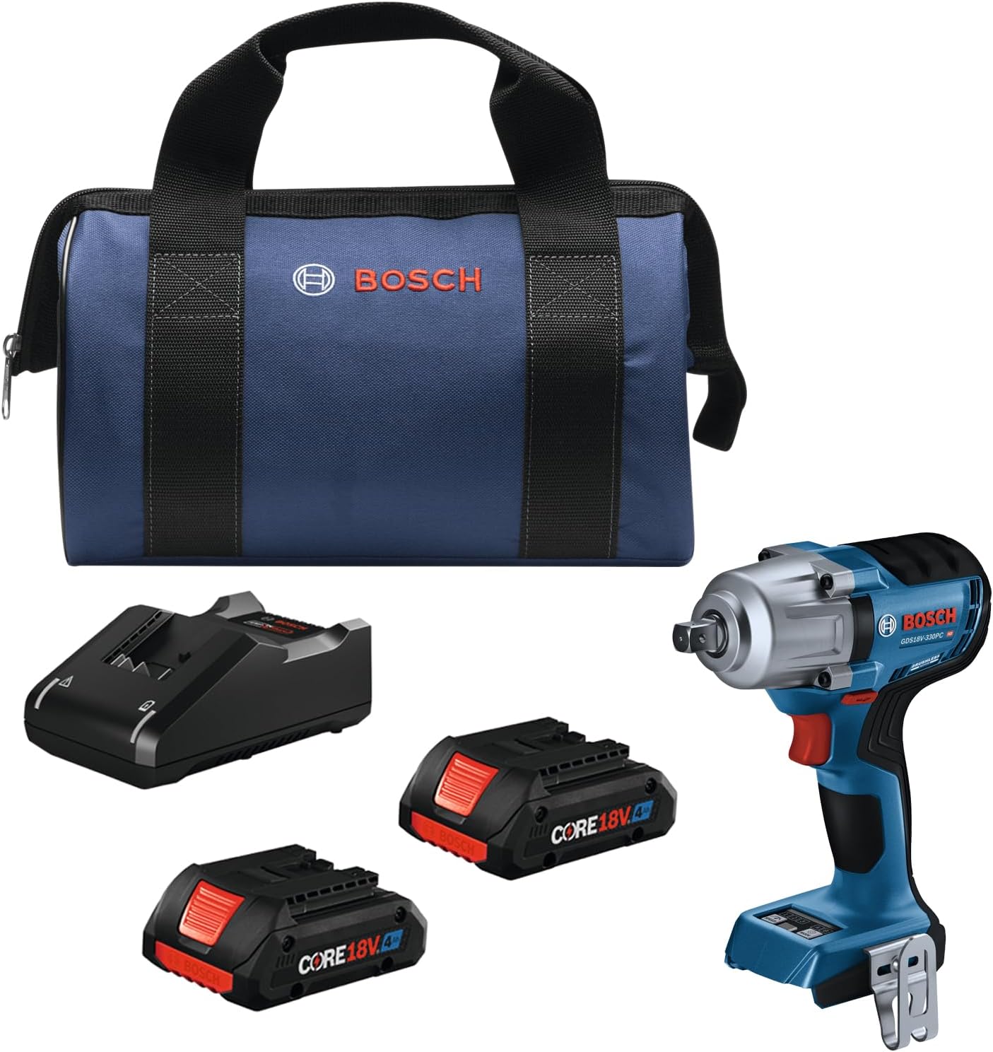 BOSCH GDS18V-330CN 18V Brushless Cordless Connected-Ready 1/2 In. Mid-Torque Impact Wrench with Friction Ring and Thru-Hole (Bare Tool)
