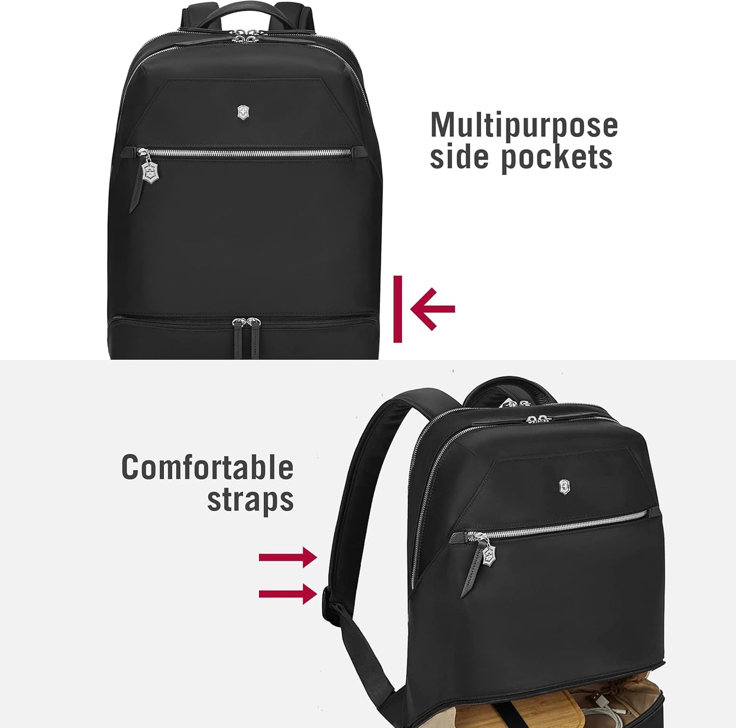 Victorinox Victoria Signature Deluxe Backpack - Professional Laptop Backpack for Women - Holds Computer & Tablet - Includes Clutch - 18 Liters, Black