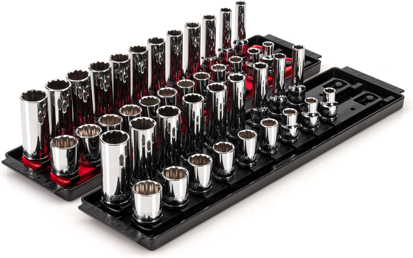 TEKTON 3/8 Inch Drive 12-Point Socket Set with Rails and Tray, 30-Piece (1/4-1 in.) | SHD91210