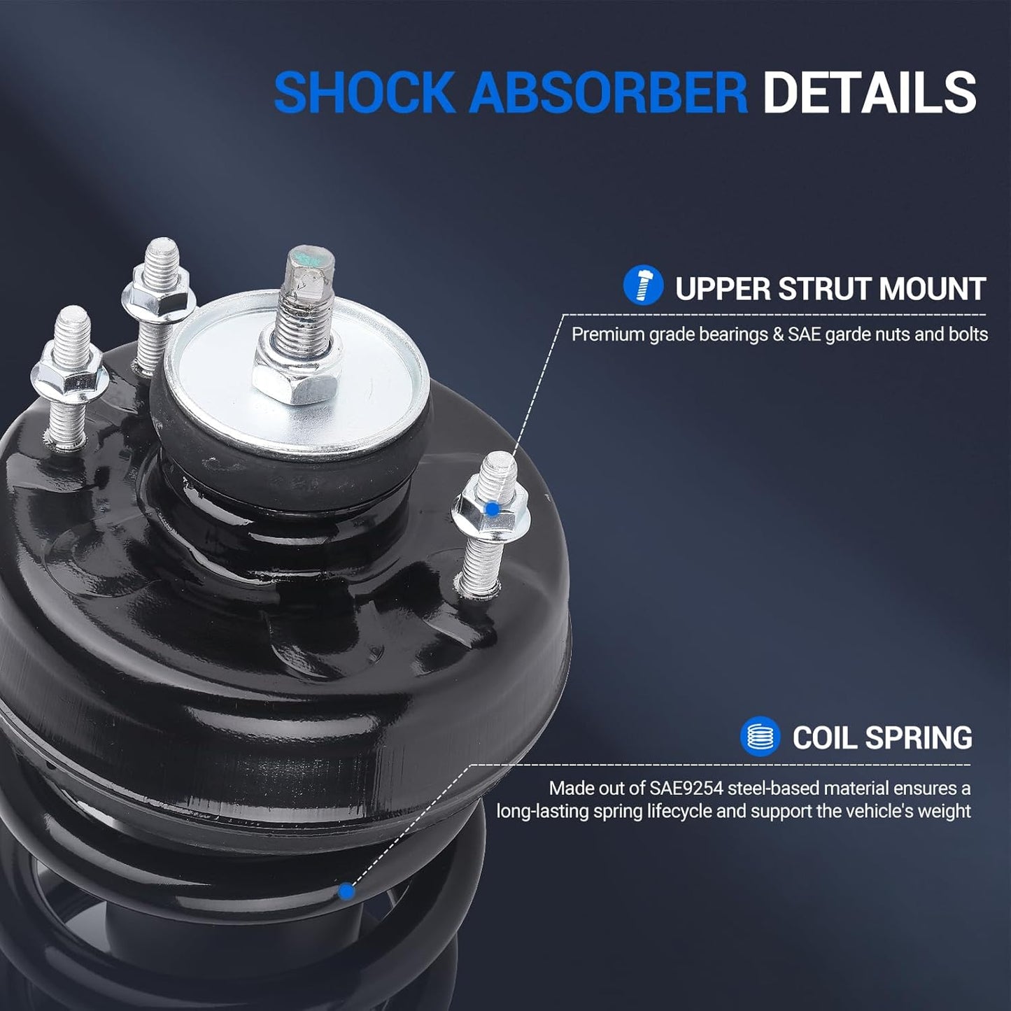 Autoround Pair 171124 Front Complete Shock Absorber Compatible with Ford Explorer/Mercury Mountaineer 2006 2007 2008 2009 2010 Left & Right Struts with Coil Spring Assembly
