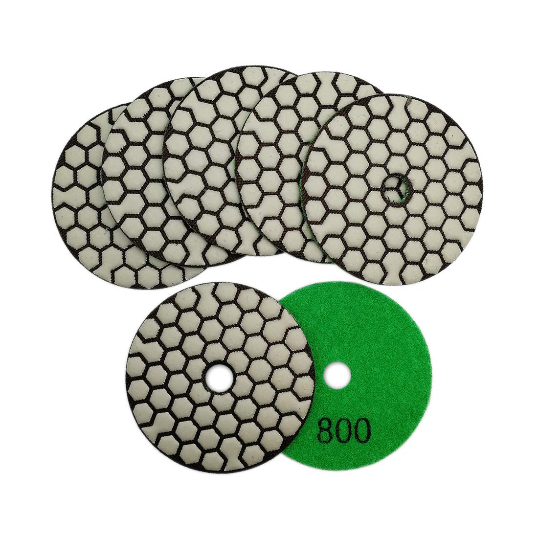 SHDIATOOL 5 Inch Dry Diamond polishing Pads Grit 50 for Granite Marble Quartz(7-Pack)