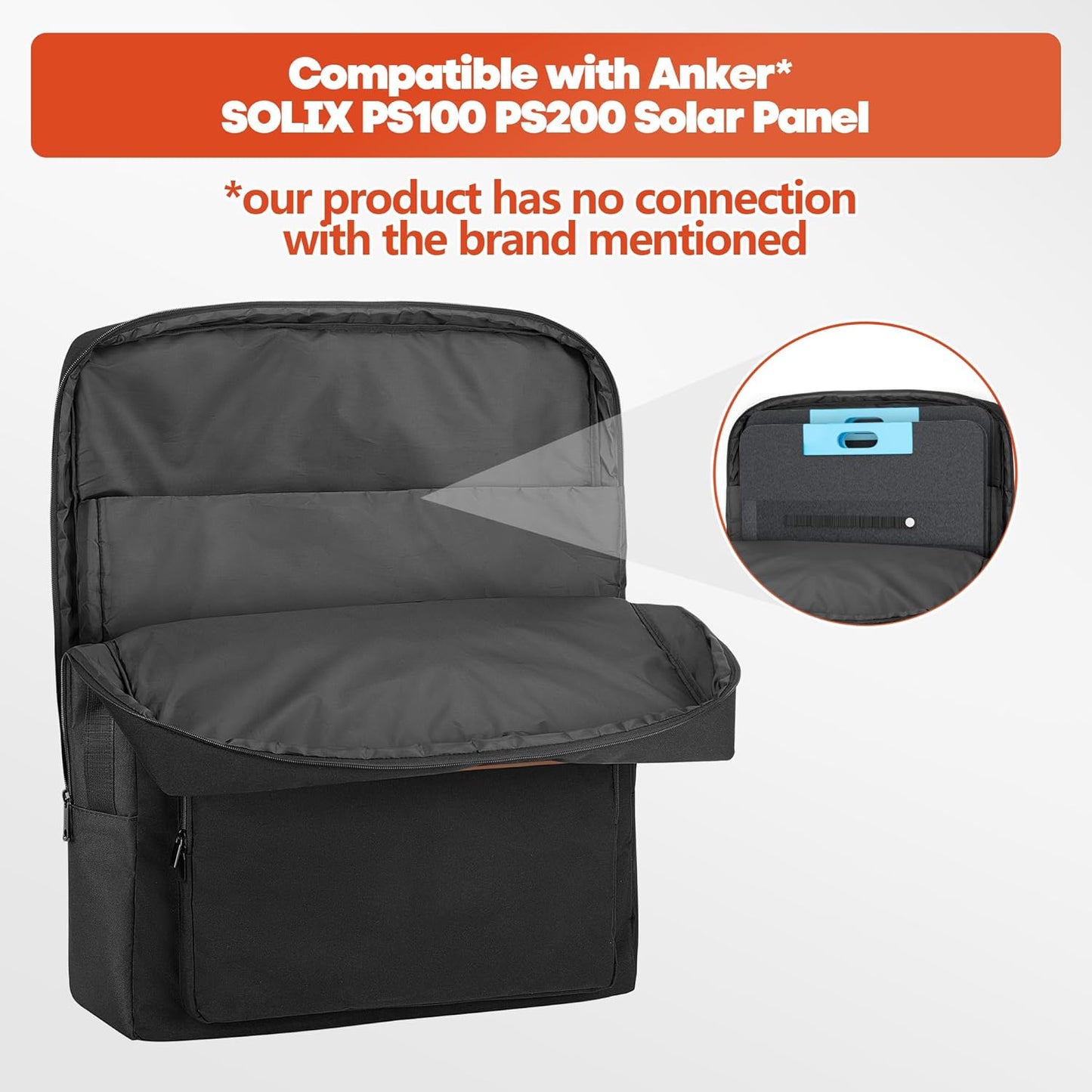 Solar Panel Storage Bag, Solar Panel Carrying Case Compatible with Anker SOLIX PS100 PS200, Solar Panel Carrier Protective Case for 2 Panels, Solar Panel Bag with Pockets & Handles, Bag Only