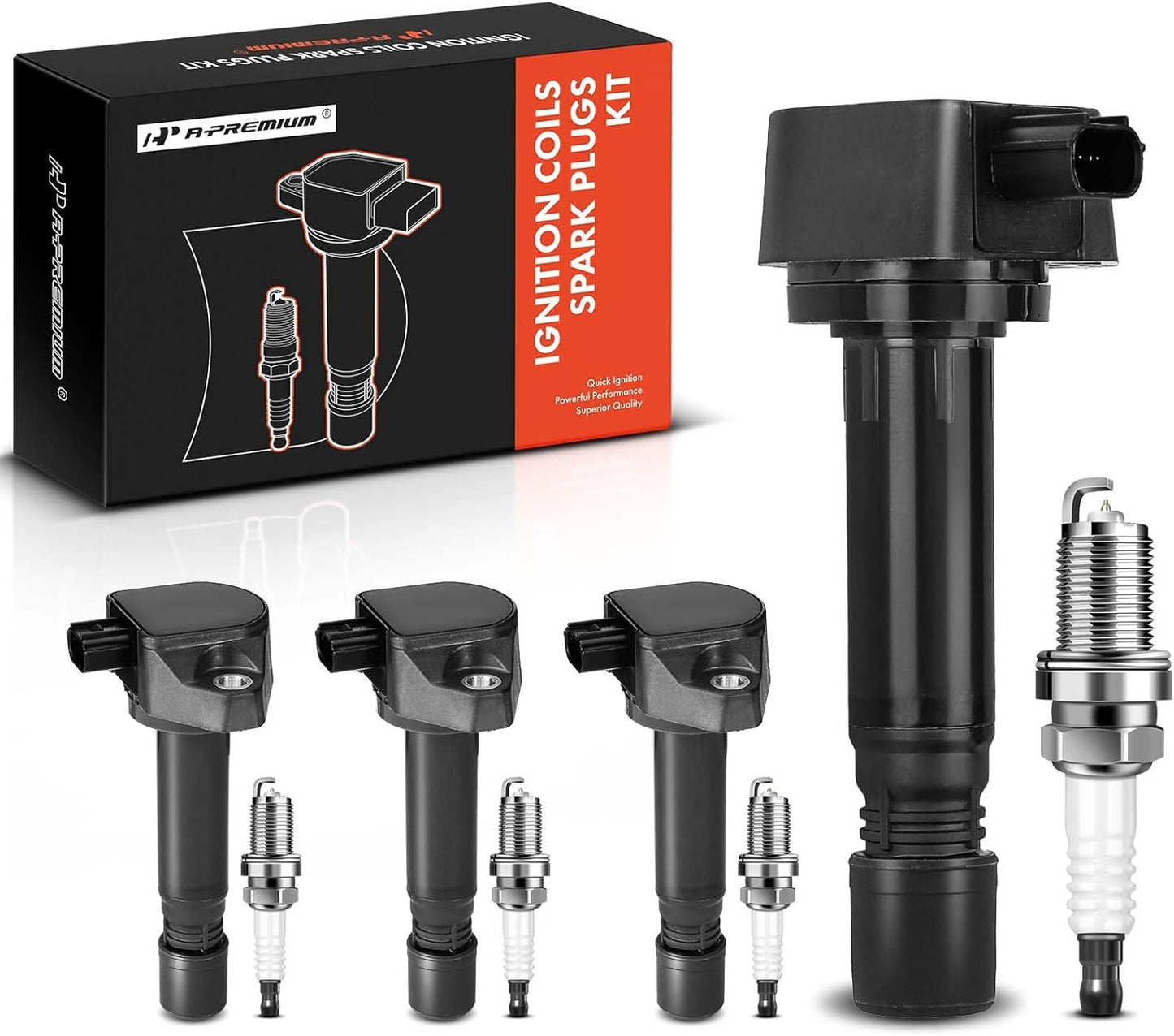 A-Premium (Red) Set of 8 Ignition Coil Pack and Iridium Spark Plugs Compatible with Honda Civic 2006-2011 1.8L, Replace# 30520RNAA01, 099700101