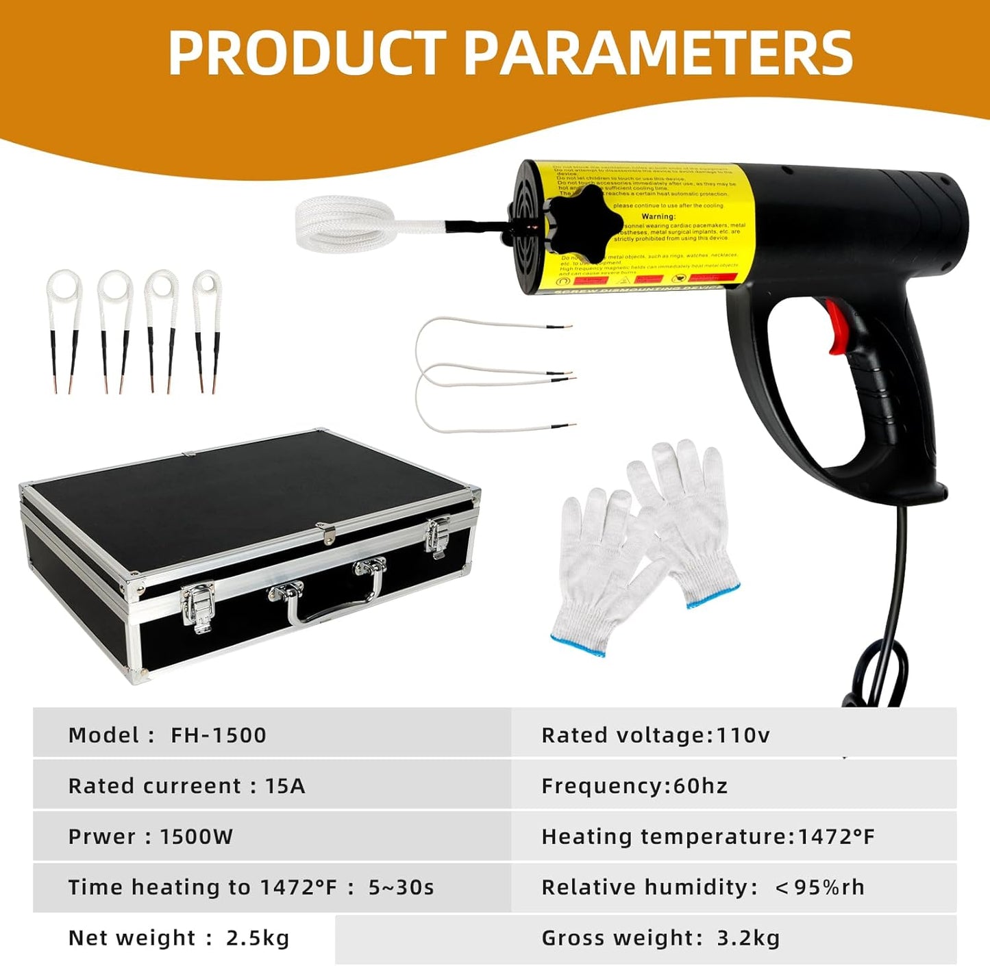 1500W Magnetic Induction Heater Kit - Handheld Heat Induction Machine, Electromagnetic Bolt Removal Tool, Handheld Rusty Screw Removal, Automotive Flameless Heater with 6 Coils