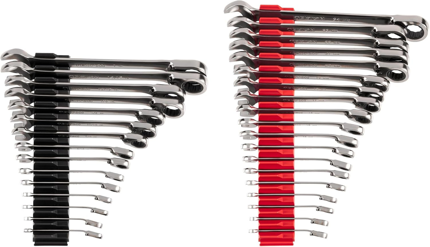 TEKTON Reversible 12-Point Ratcheting Combination Wrench Set with Modular Organizers, 25-Piece (1/4-3/4 in., 6-19 mm) | WRC94304