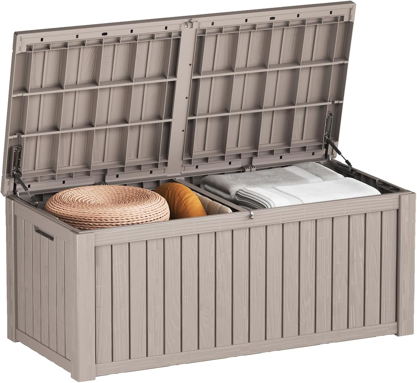 320 Gallon Outdoor Storage Box Waterproof Lockable Resin Deck Box Large, Patio Storage Bin for Pool Accessories Cushion Furniture, Garden Tools, UV-Resistant Outside Delivery Black
