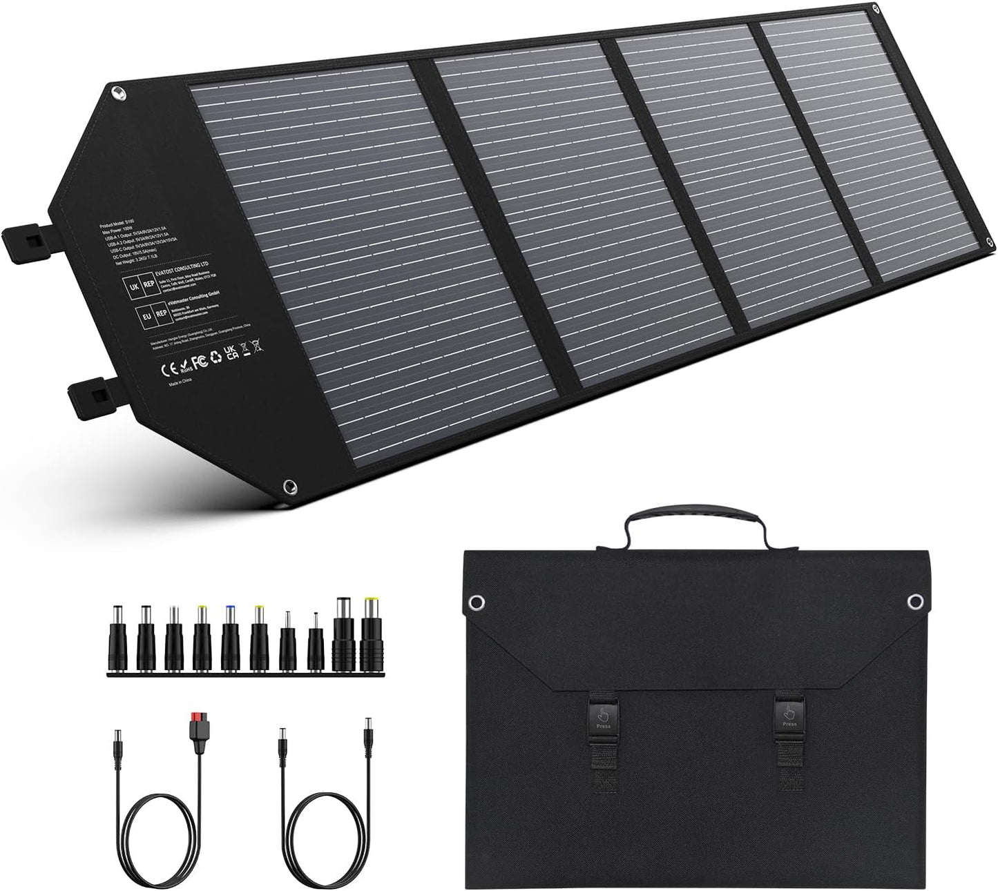 40W Solar Panel EnginStar 40 Watt Foldable Solar Panel for Portable Power Station w/QC3.0 USB Port for Phone Laptop 12-15V DC Output(10 Connectors) for Outdoor Camping RV Off Grid