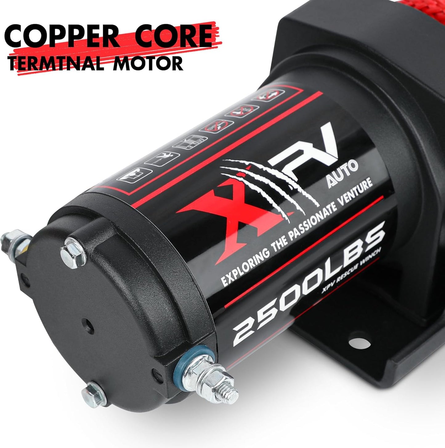 2500lbs Synthetic Winch with Remote Control & Mounting Plate ATV UTV Towing Trailer Winch Off-Road