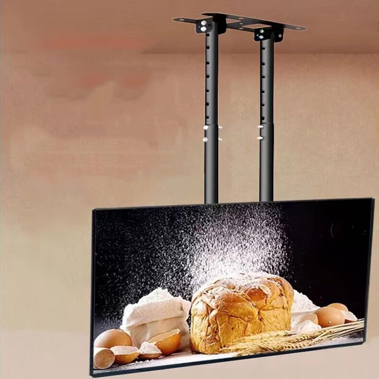 Universal TV Stand Adjustable Ceiling TV Mount Bracket - Double Pole Hanging TV Bracket Fits 55-100 Inch LED Flat Panel Display, 3°/-20° Angle Adjustment, Max VESA 900x400mm (28)