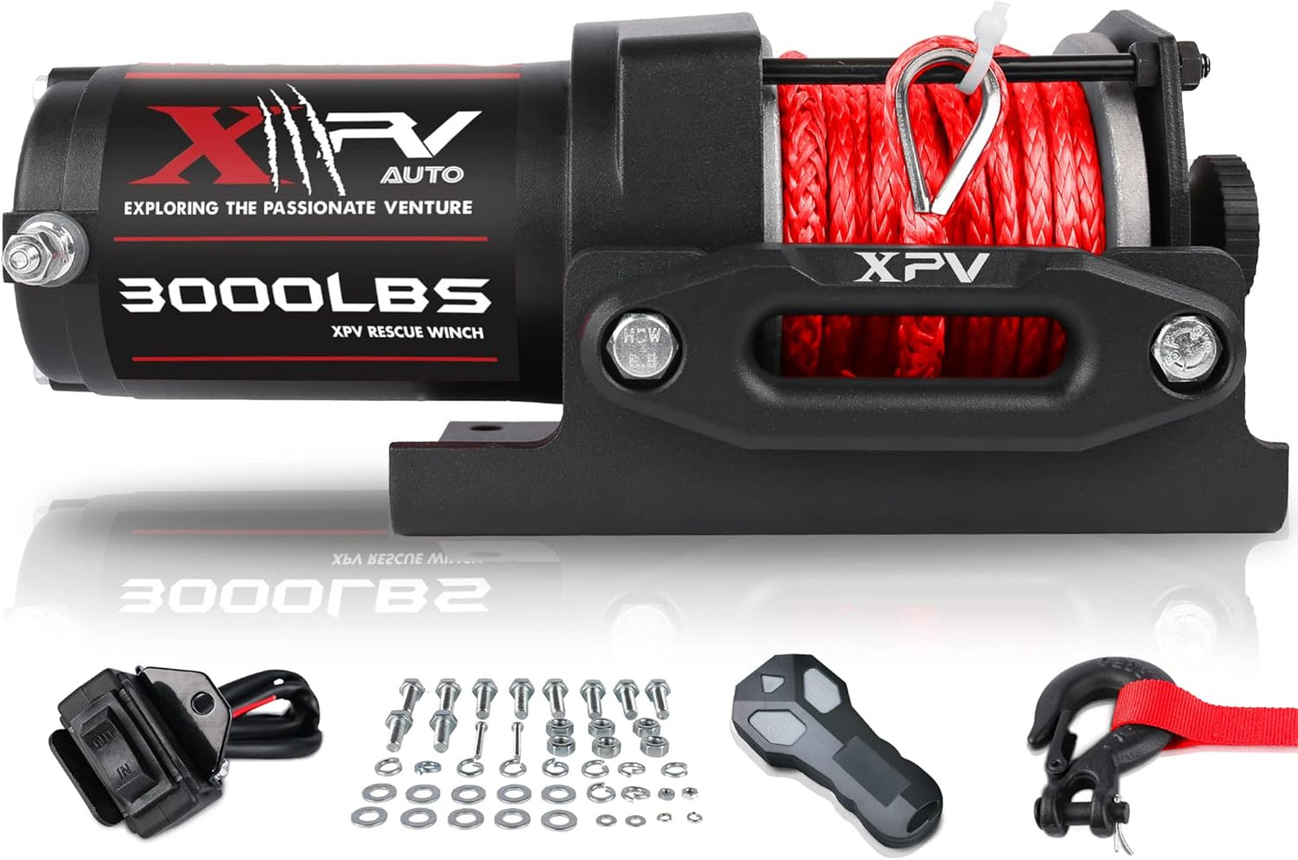 2500lbs Synthetic Winch with Remote Control & Mounting Plate ATV UTV Towing Trailer Winch Off-Road