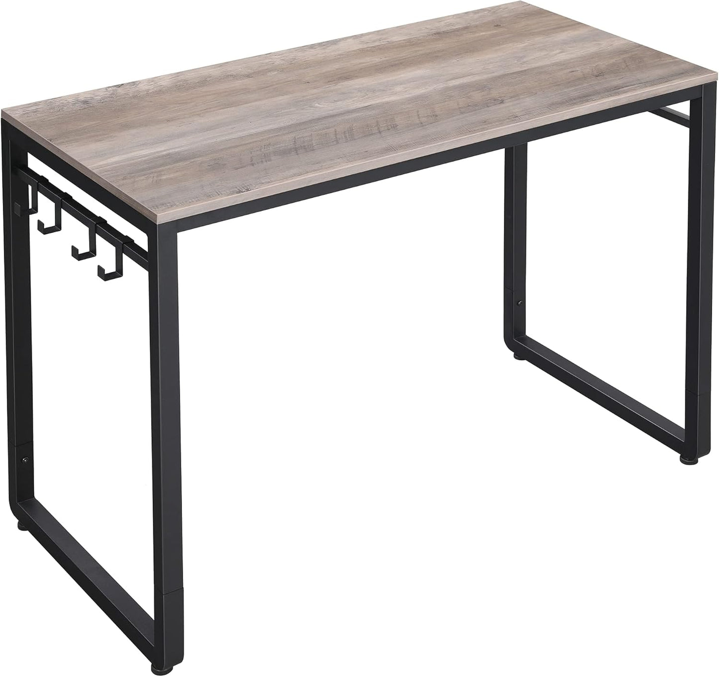 VASAGLE Computer Desk, Office Desk with 8 Hooks, for Study, Home Office, Easy Assembly, Industrial Design, 47.2 x 23.6 x 29.5 Inches, Rustic Brown ULWD58X