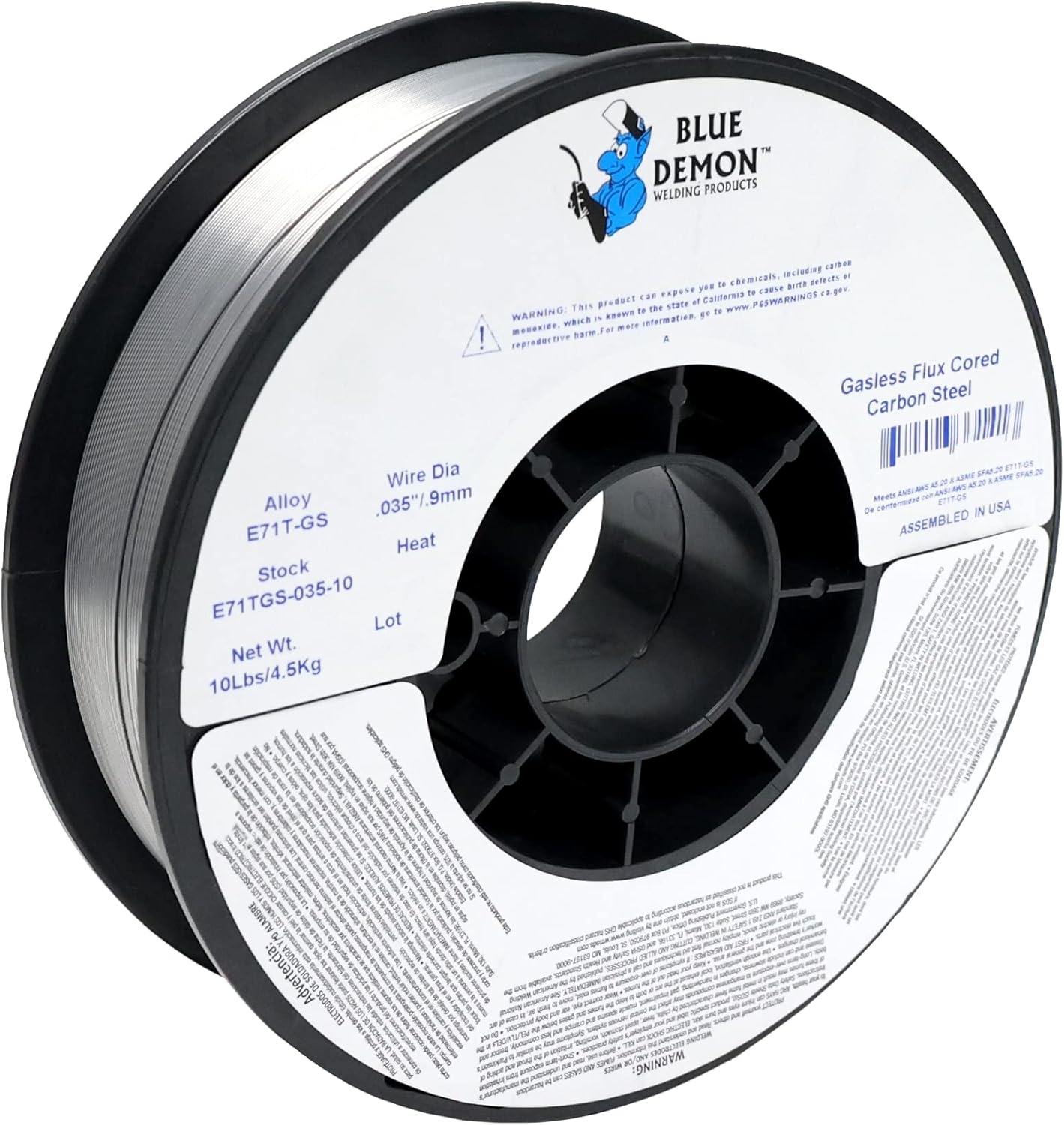 Blue Demon E71TGS .035 X 10# Spool Gasless Flux Core Welding Wire
