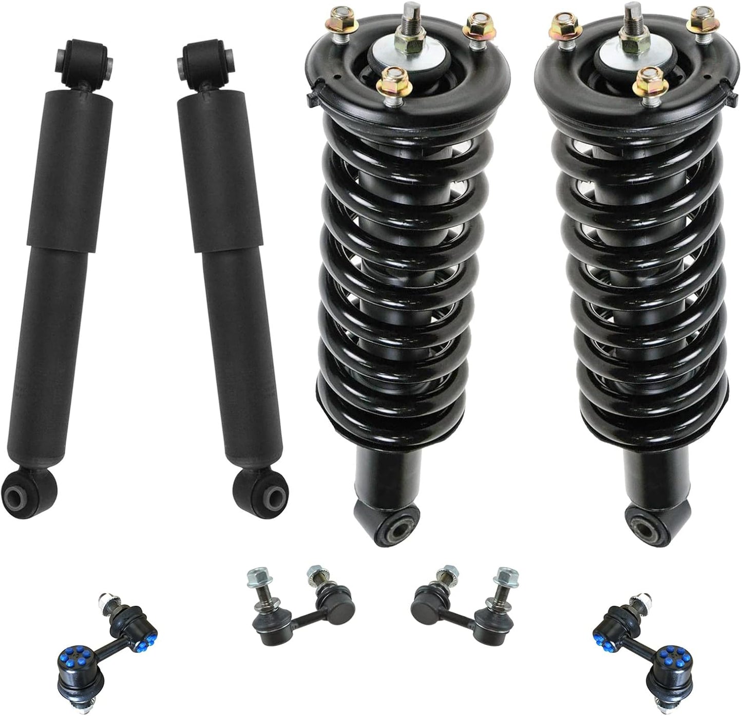 TRQ Front and Rear Suspension Kit Complete Strut & Coil Spring Assembly Shock Absorber Sway Bar Stabilizer Link Compatible with 06-13 BMW